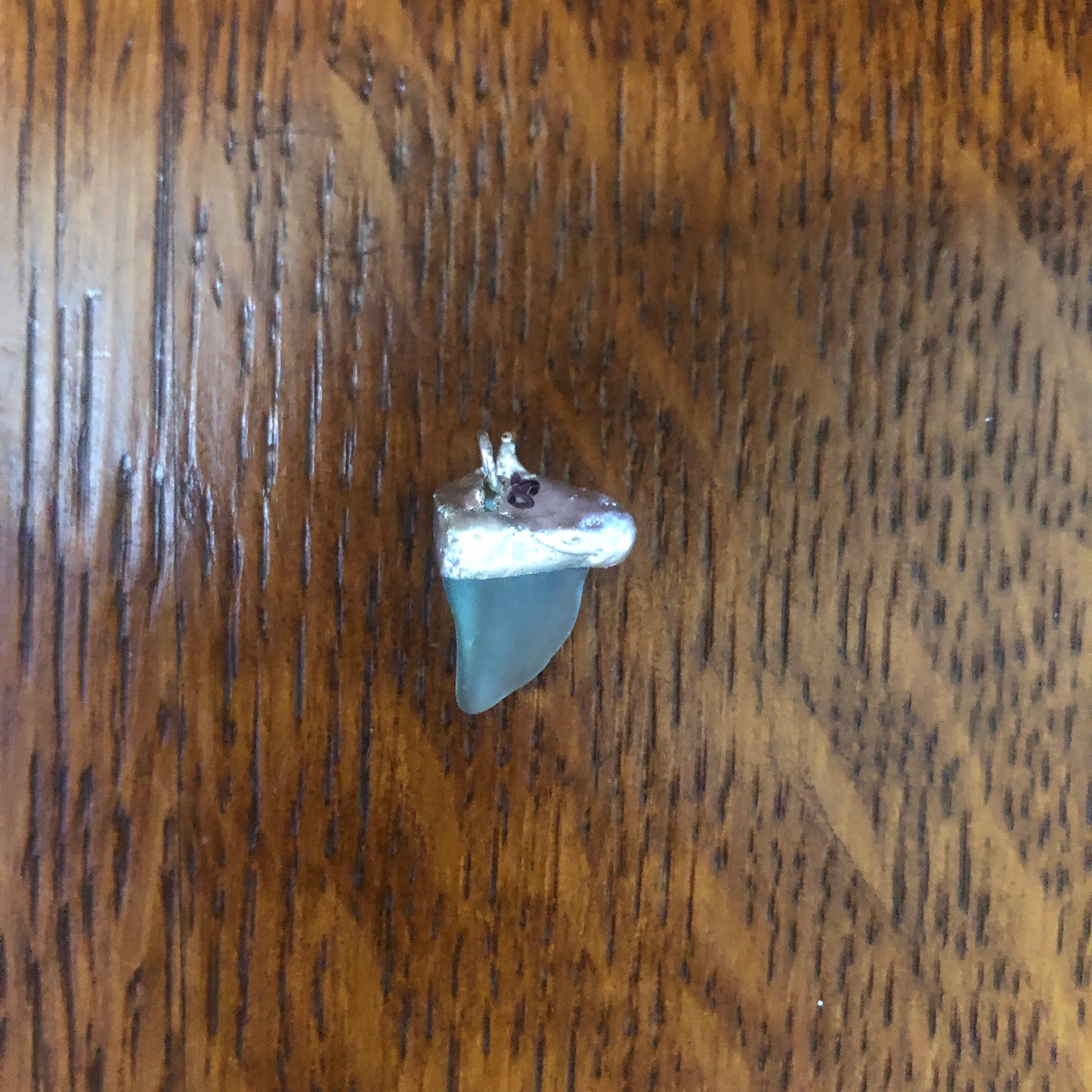 Erie Glass Artisan Made Sky Blue Shark Tooth Pendent 1/2in x 5/8in Handcrafted Necklace