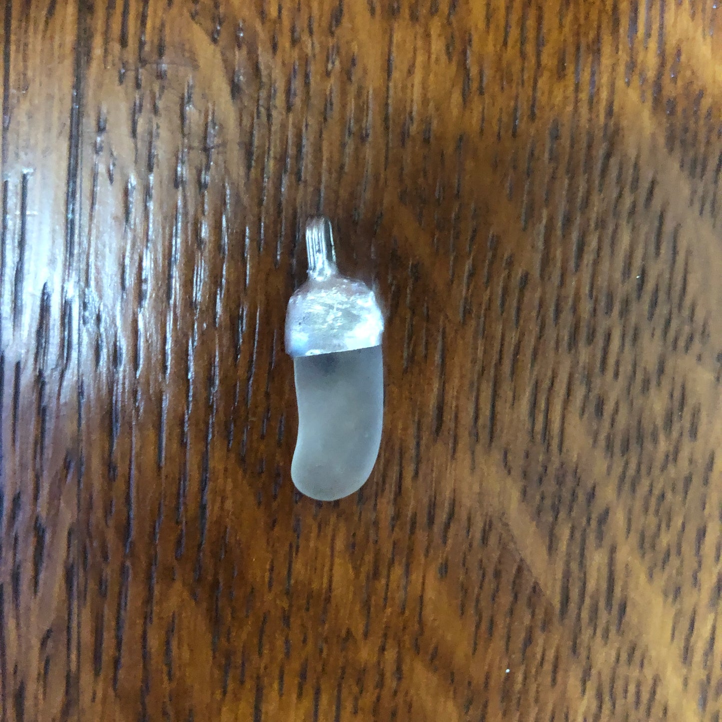 Erie Glass Artisan Made Frosted Pendent 3/8in x 7/8in Handcrafted Necklace