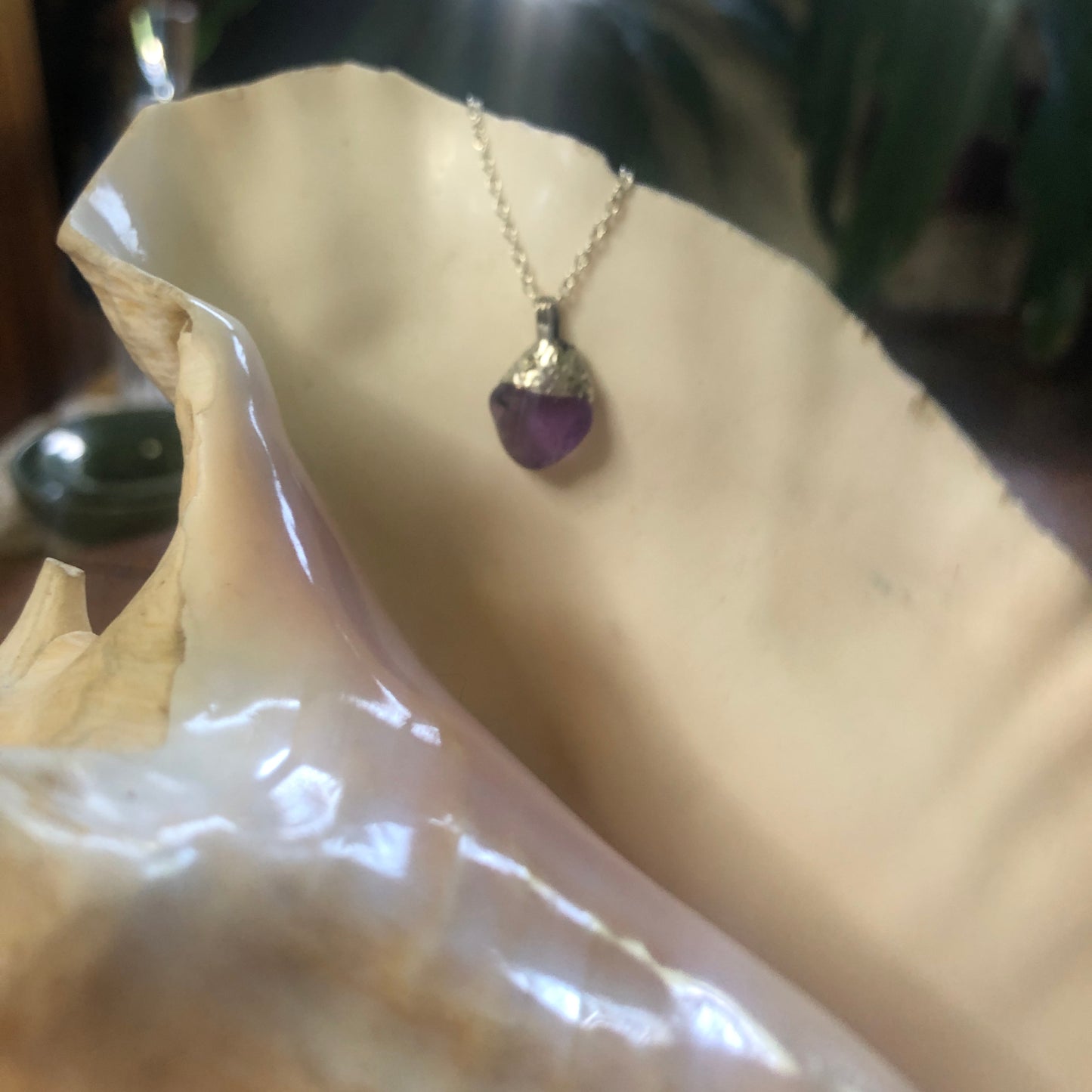 Artisan Made Rock Pendent Resembles Amethyst Handcrafted Necklace 1/2in x 1/2in