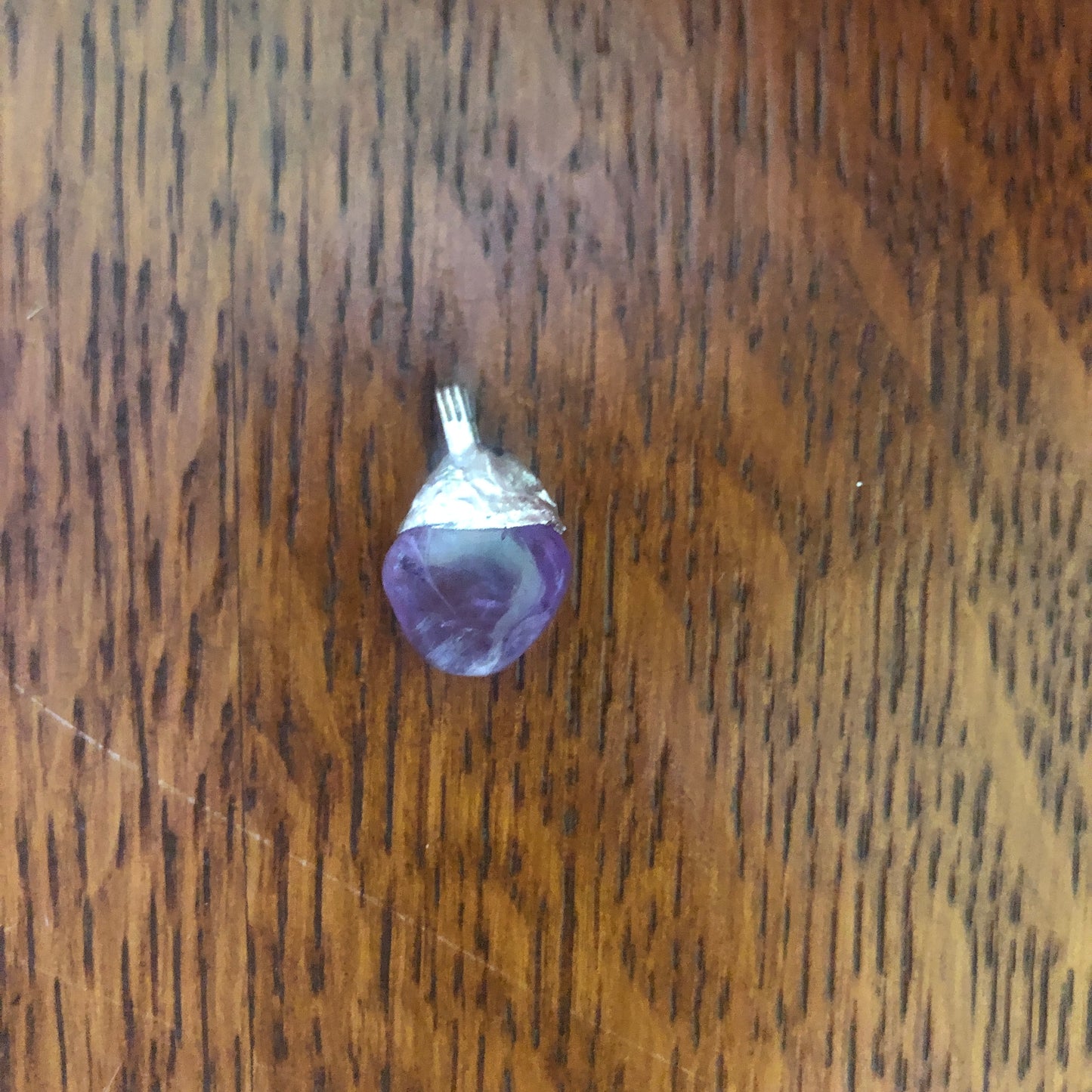 Artisan Made Rock Pendent Resembles Amethyst Handcrafted Necklace 1/2in x 1/2in
