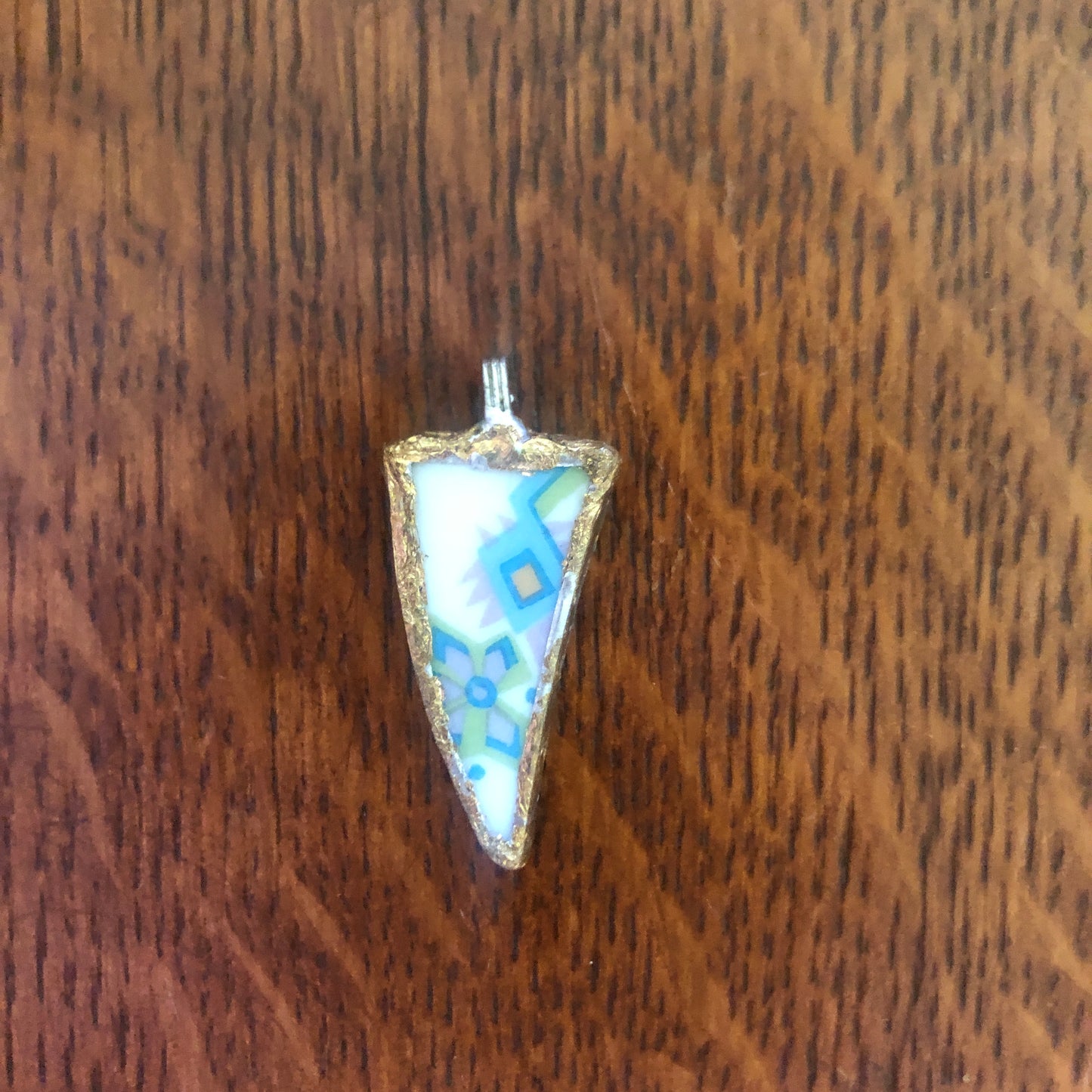 Broken Pottery Artisan Made Pendent Sango One World Japan Plate Handcrafted Necklace 1.25in x 5/8in