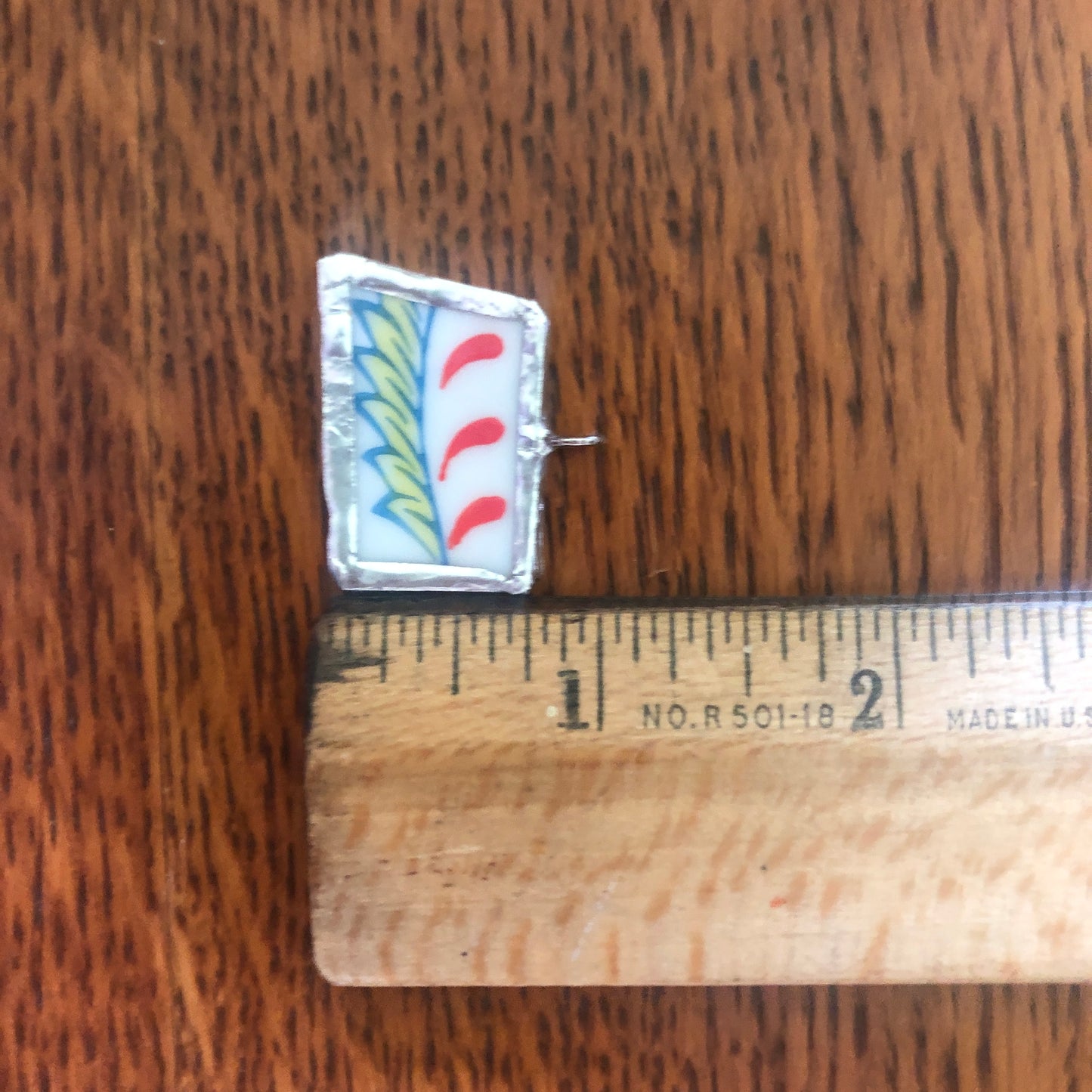 Broken Pottery Artisan Made Pendent Norcrest Hand Painted Plate Handcrafted Necklace 3/4in x 1in