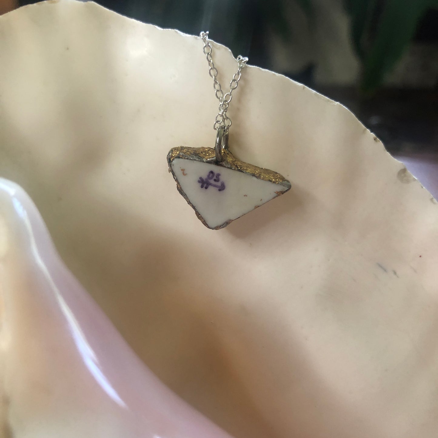 Broken Pottery Artisan Made Pendent Sango One World Japan Plate Handcrafted Necklace 3/4in x 1in