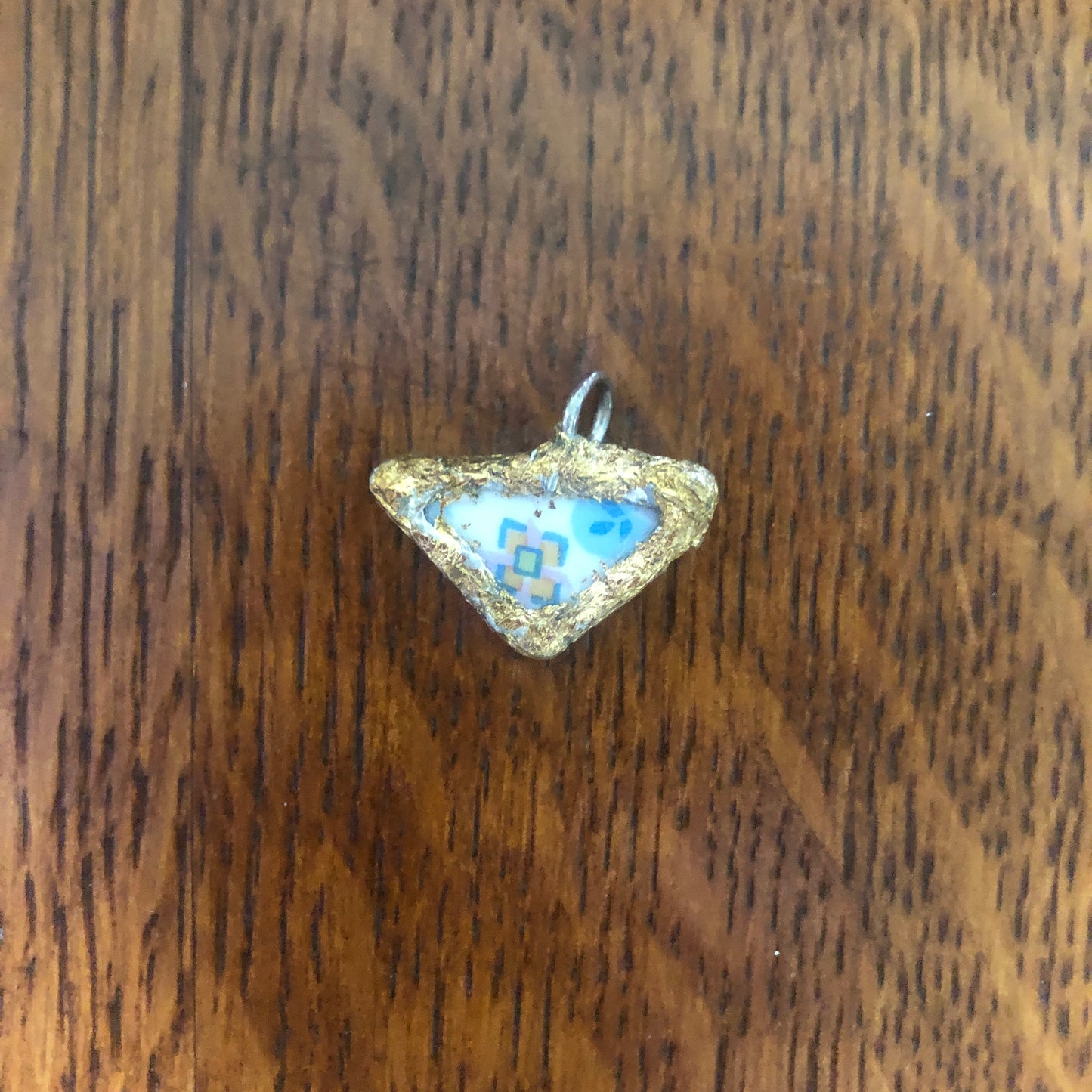 Broken Pottery Artisan Made Pendent Sango One World Japan Plate Handcrafted Necklace 3/4in x 1in
