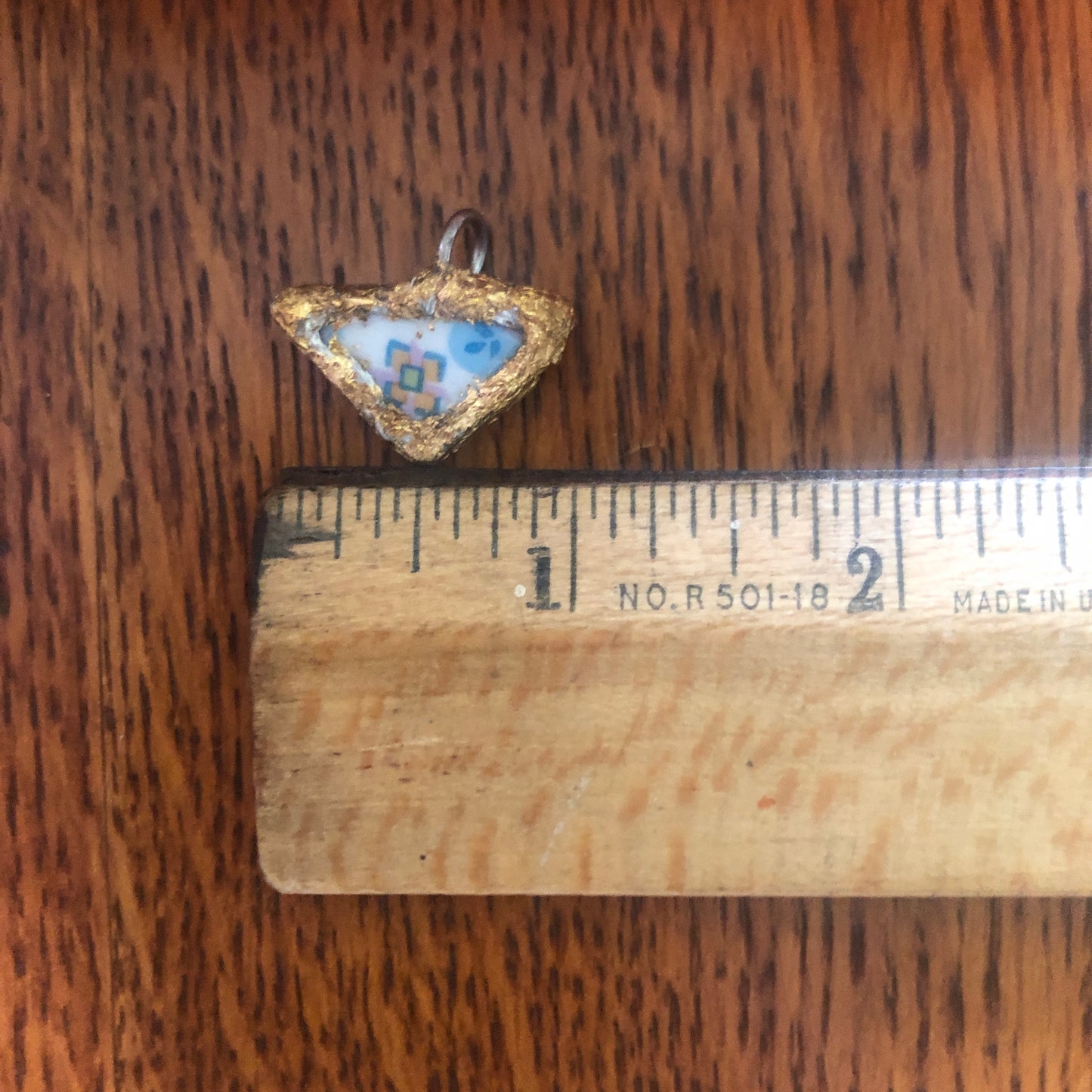 Broken Pottery Artisan Made Pendent Sango One World Japan Plate Handcrafted Necklace 3/4in x 1in