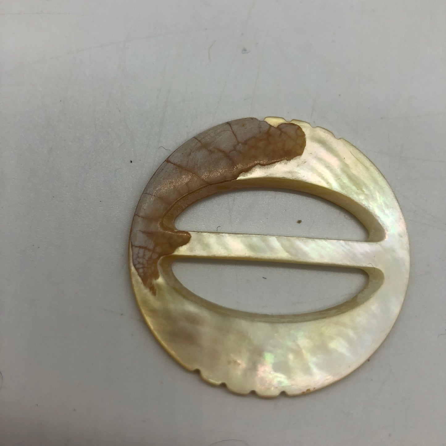 Circle Mother Of Pearl Buckle MOP Scarf Holder