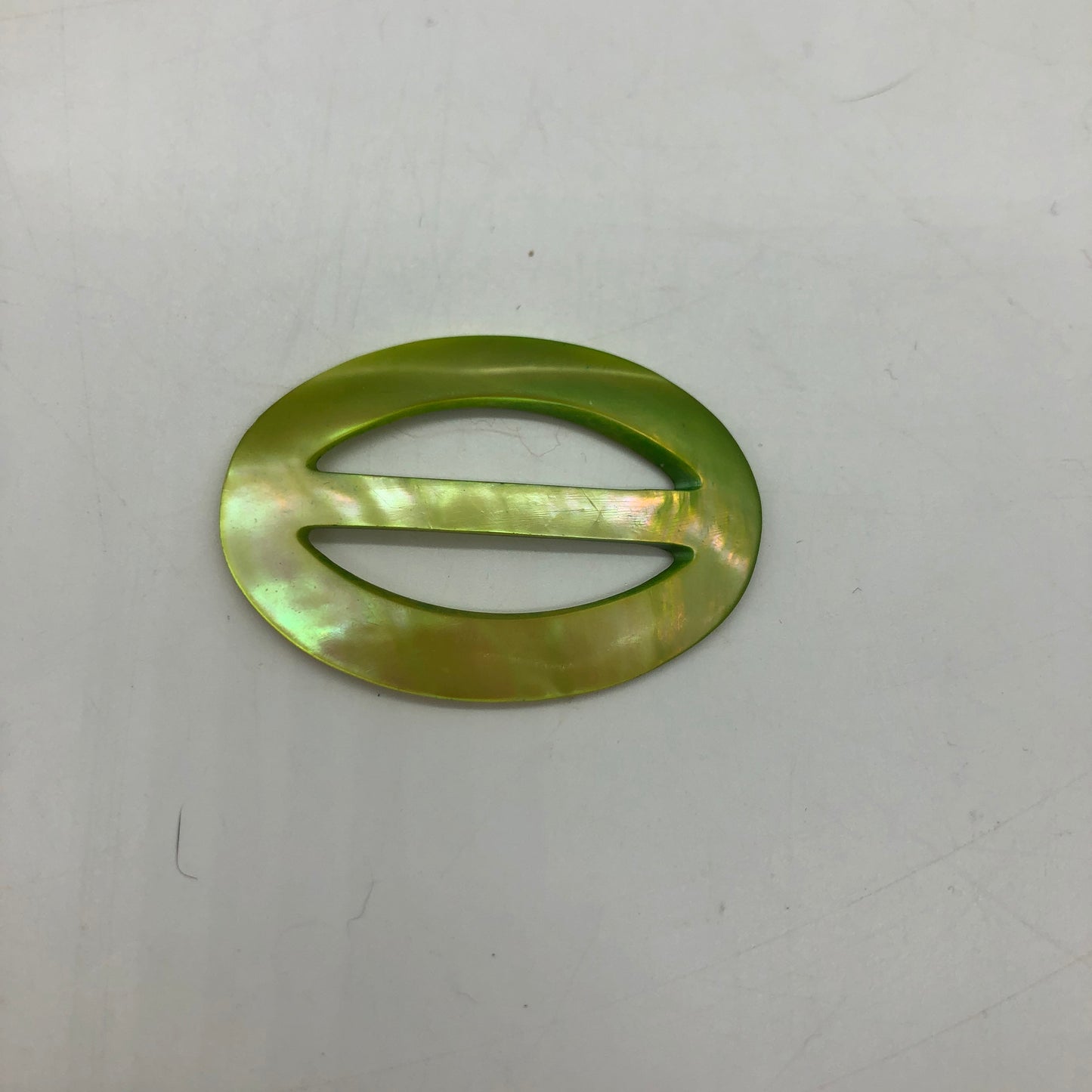 Green Oval Mother Of Pearl Buckle MOP Scarf Holder
