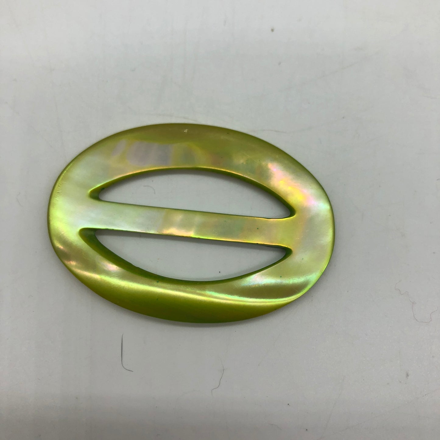 Green Oval Mother Of Pearl Buckle MOP Scarf Holder