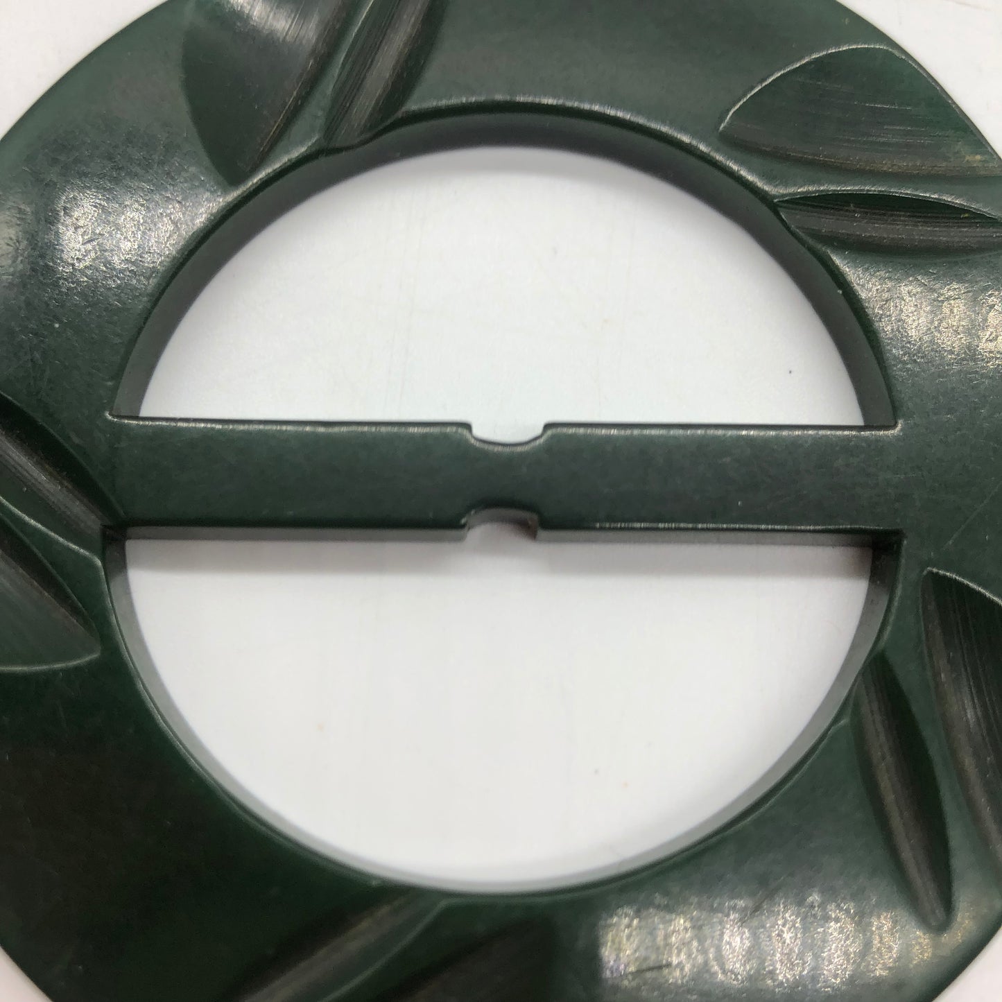 Green Carved Bakelite Buckle Scarf Holder