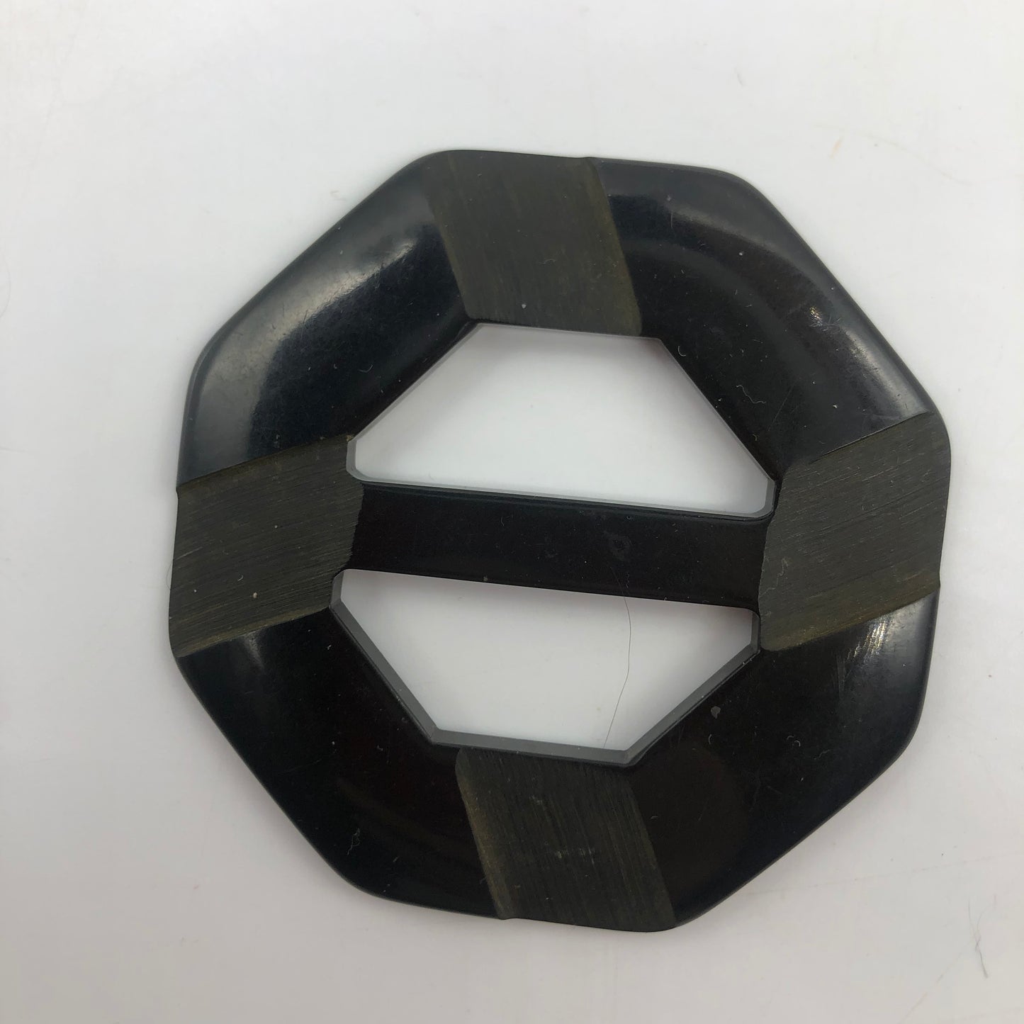 Black Carved Bakelite Buckle Scarf Holder
