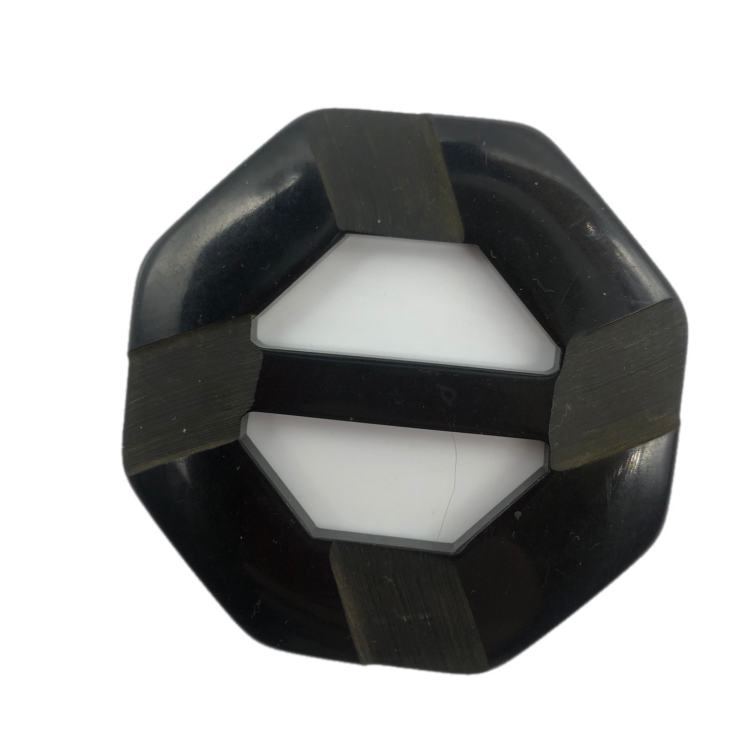 Black Carved Bakelite Buckle Scarf Holder
