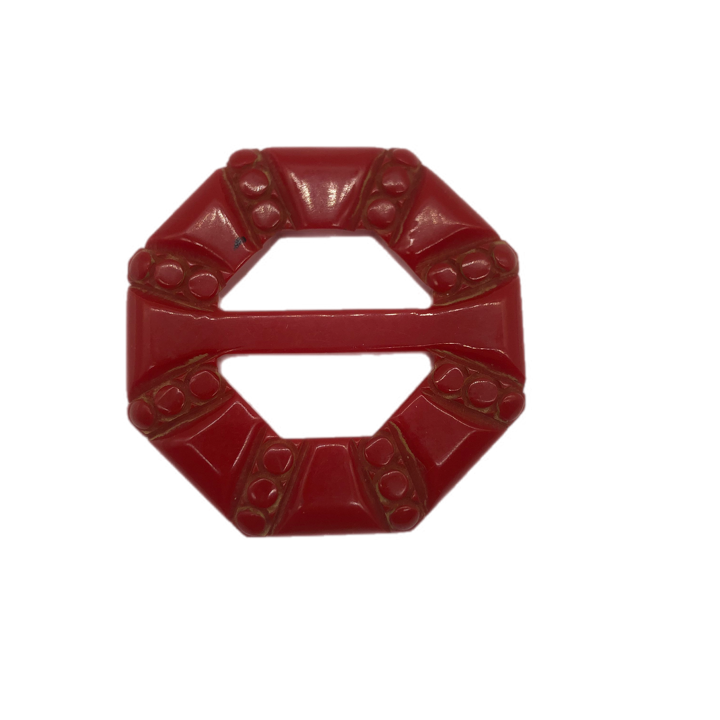Red Carved Bakelite Buckle Scarf Holder