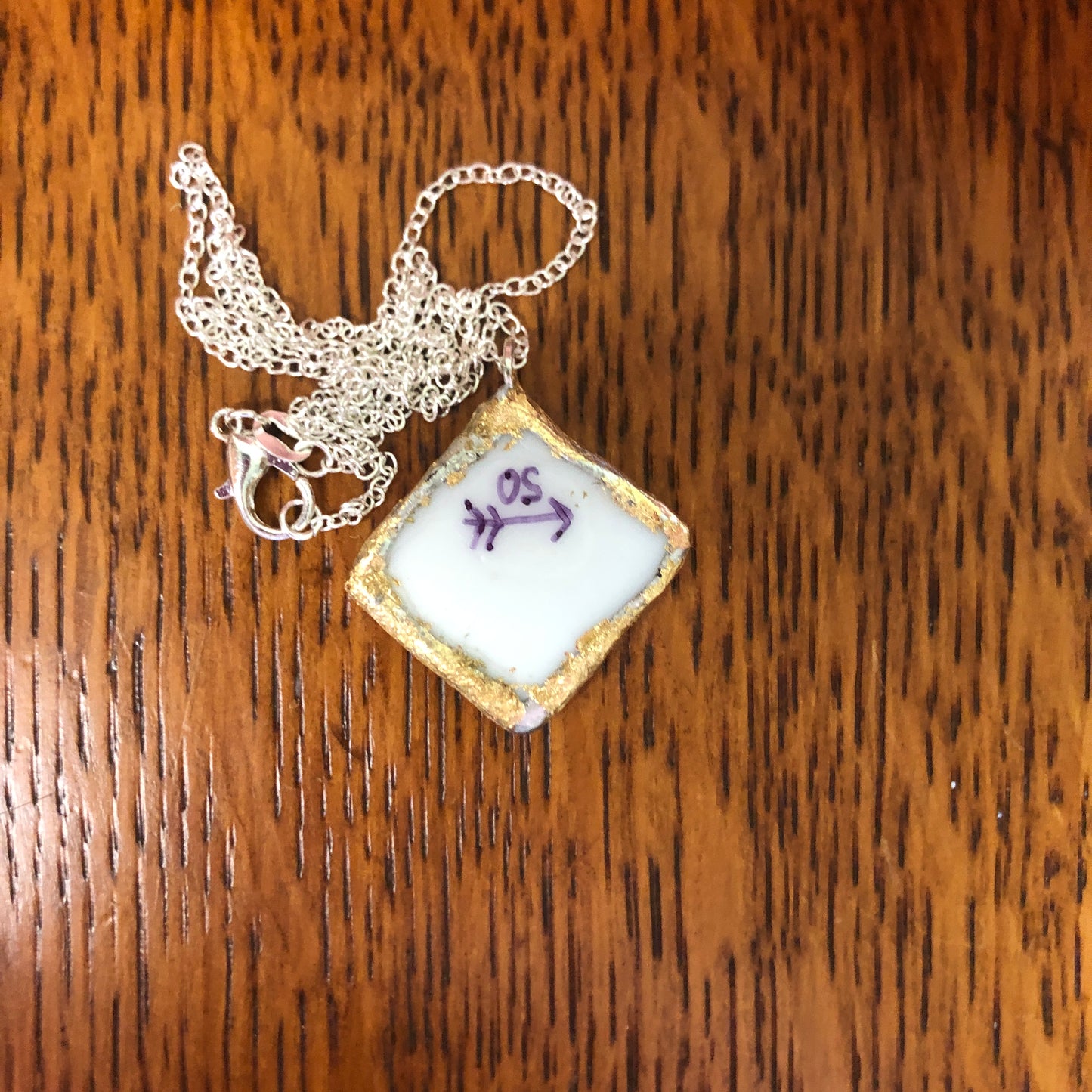 Broken Pottery Artisan Made Pendent Aladdin Fine China Fantasia Occupied Japan Plate Handcrafted Necklace 1in x 1in
