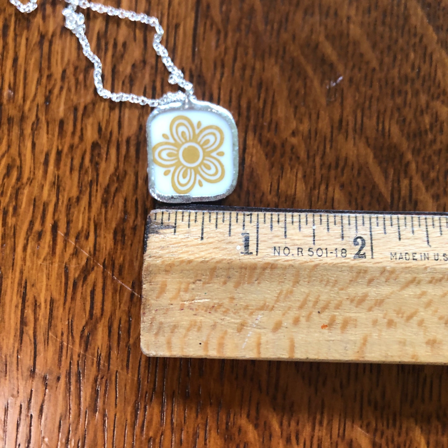 Broken Plate Artisan Made Pendent Corelle Butterfly Gold Plate Handcrafted Necklace 7/8in x 7/8in