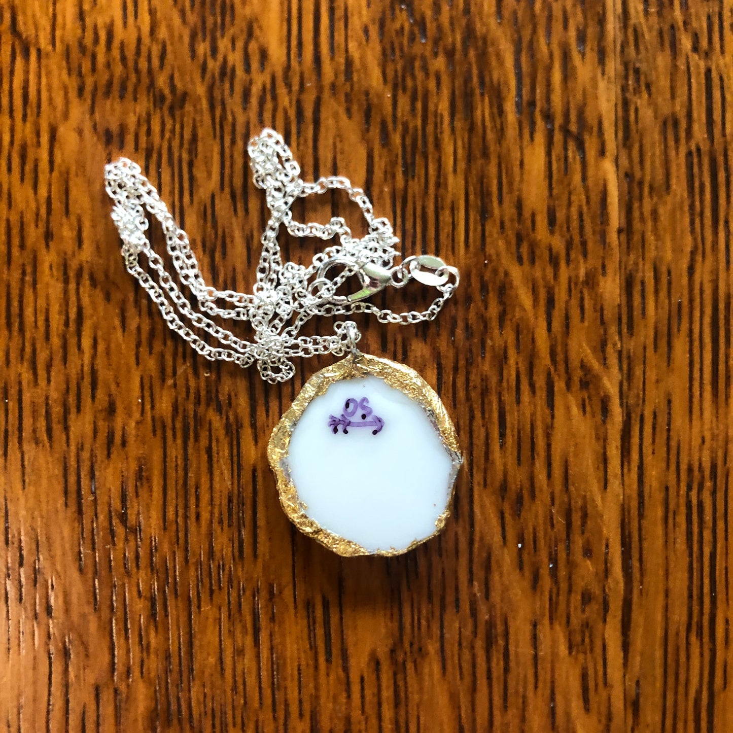 Broken Pottery Artisan Made Pendent Aladdin Fine China Fantasia Occupied Japan Plate Handcrafted Necklace 1in x 1in