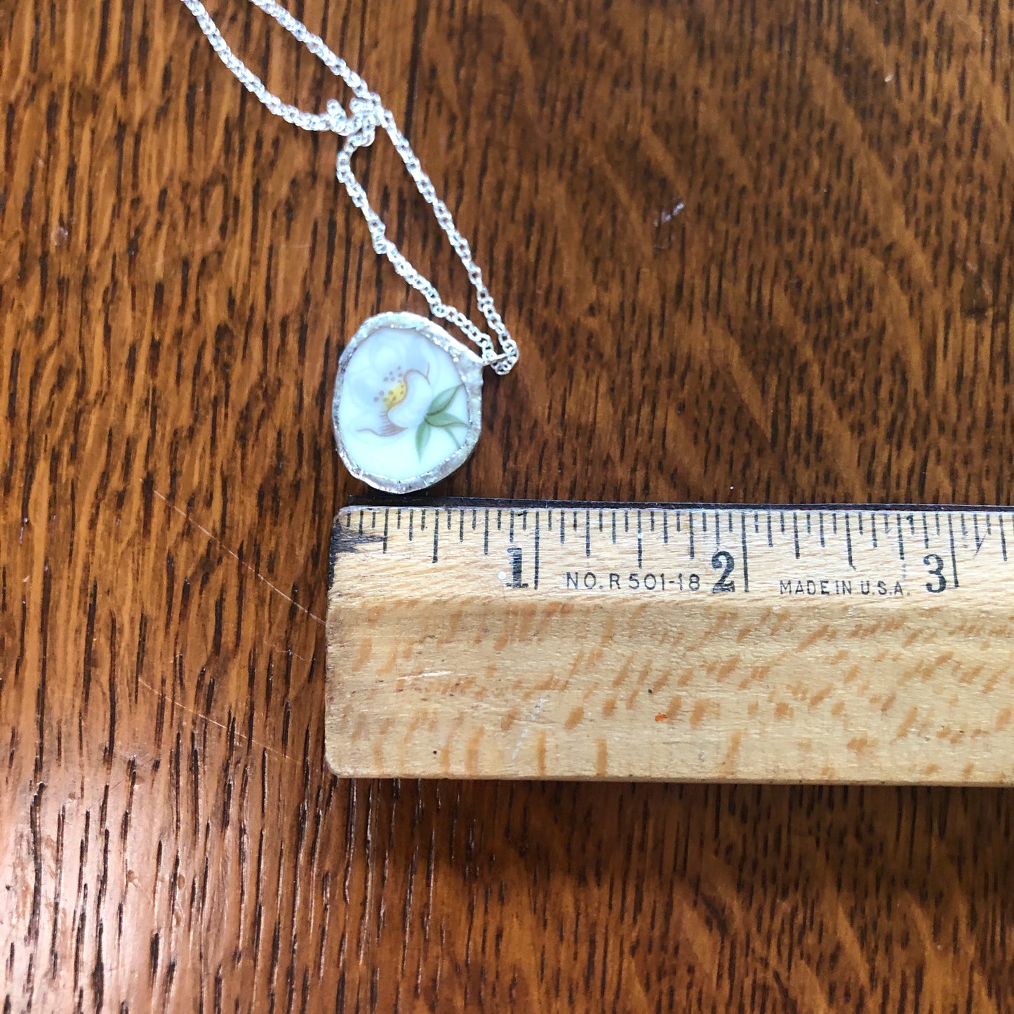 Broken Pottery Artisan Made Pendant Royal Doulton Strawberry Cream Dinner Plate Handcrafted Necklace 3/4in x 7/8in