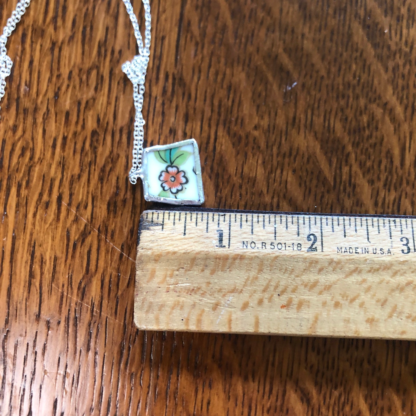 Broken Pottery Artisan Made Pendent Aladdin Fine China Fantasia Occupied Japan Plate Handcrafted Necklace 3/4in x 5/8in
