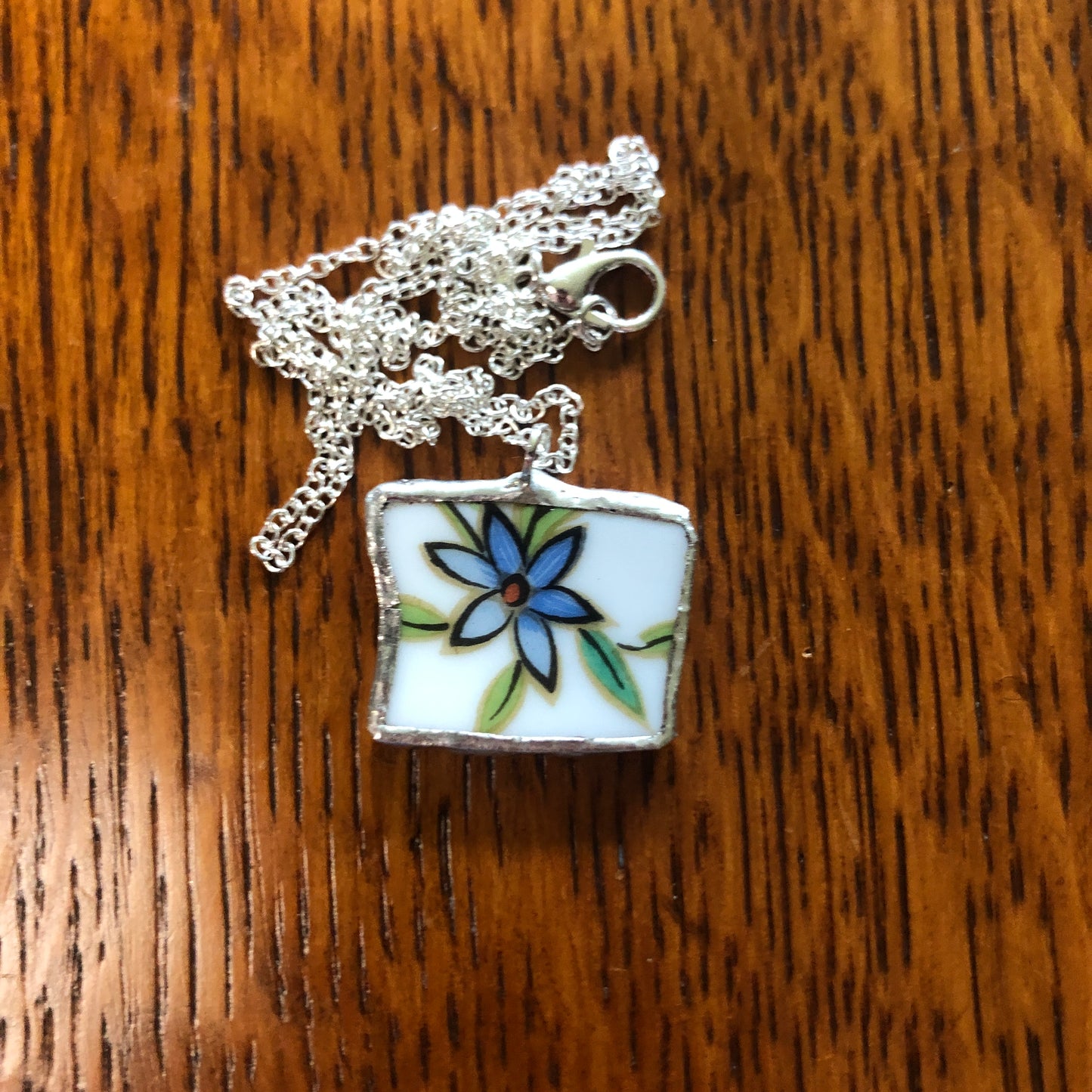 Broken Pottery Artisan Made Pendent Aladdin Fine China Fantasia Occupied Japan Plate Handcrafted Necklace