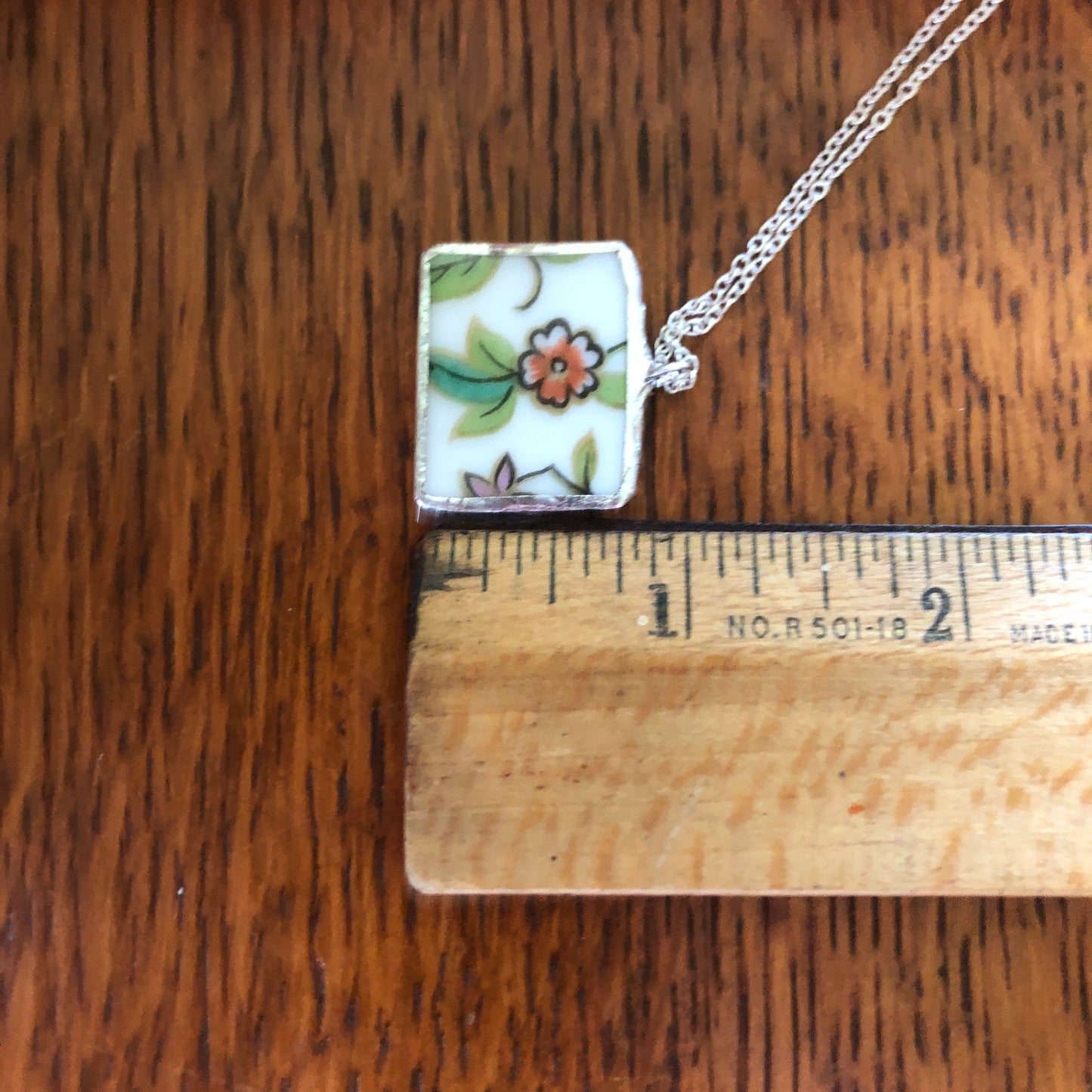 Broken Pottery Artisan Made Pendent Aladdin Fine China Fantasia Occupied Japan Plate Handcrafted Necklace 1in x 7/8in