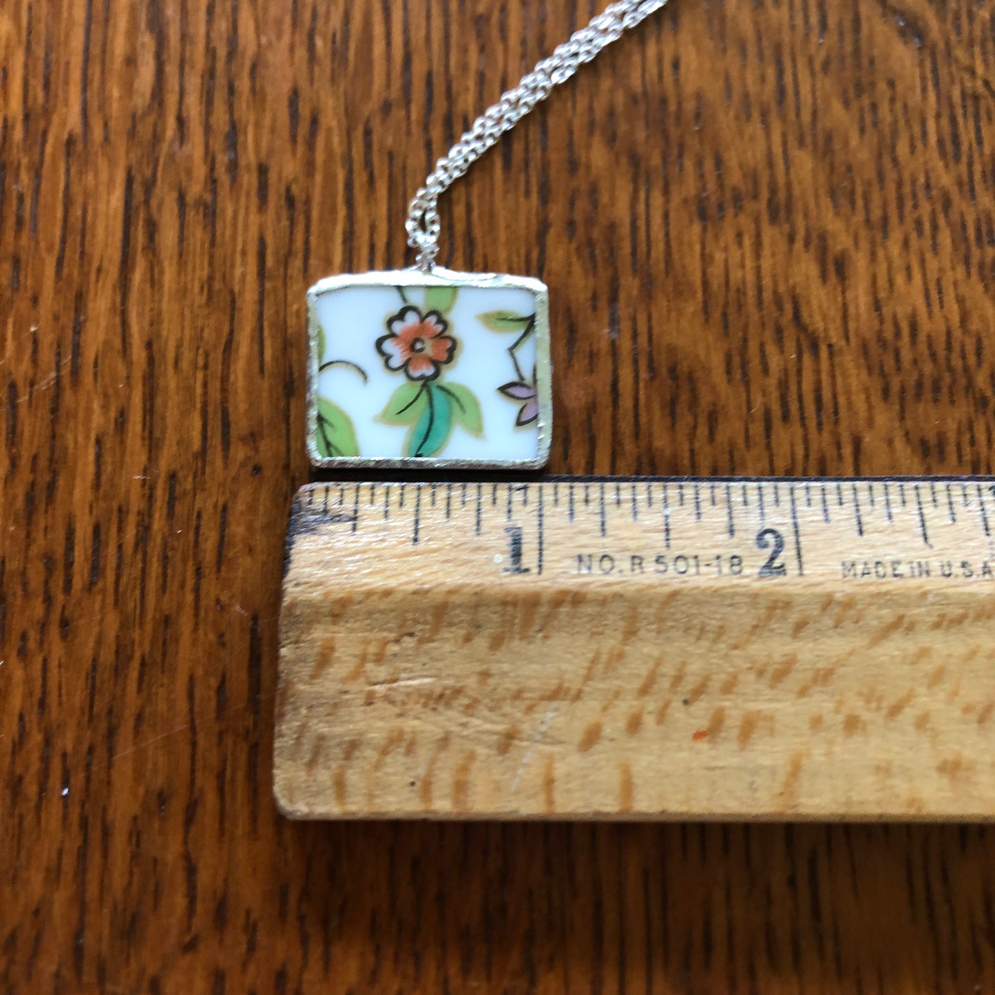 Broken Pottery Artisan Made Pendent Aladdin Fine China Fantasia Occupied Japan Plate Handcrafted Necklace 1in x 7/8in