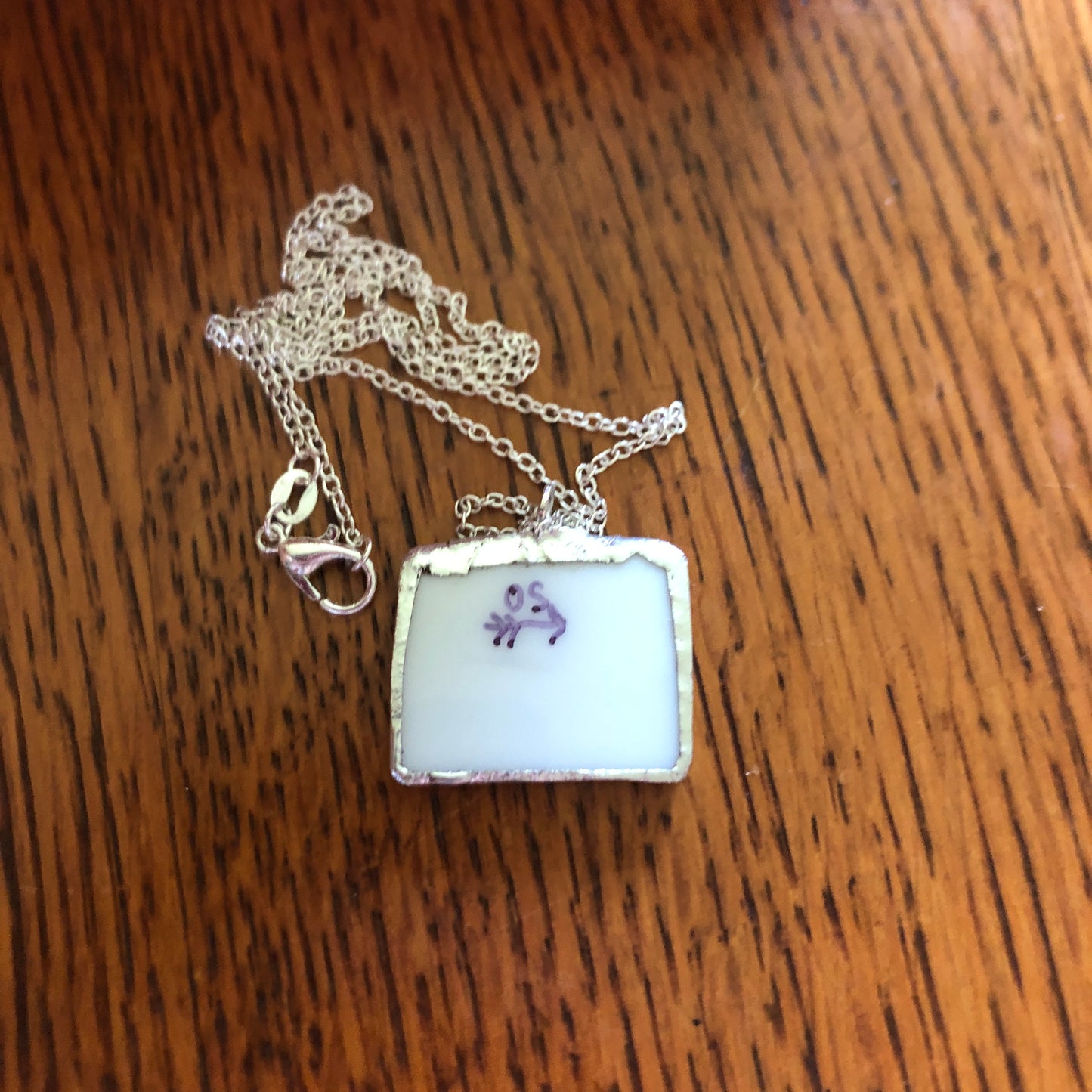 Broken Pottery Artisan Made Pendent Aladdin Fine China Fantasia Occupied Japan Plate Handcrafted Necklace 1in x 7/8in