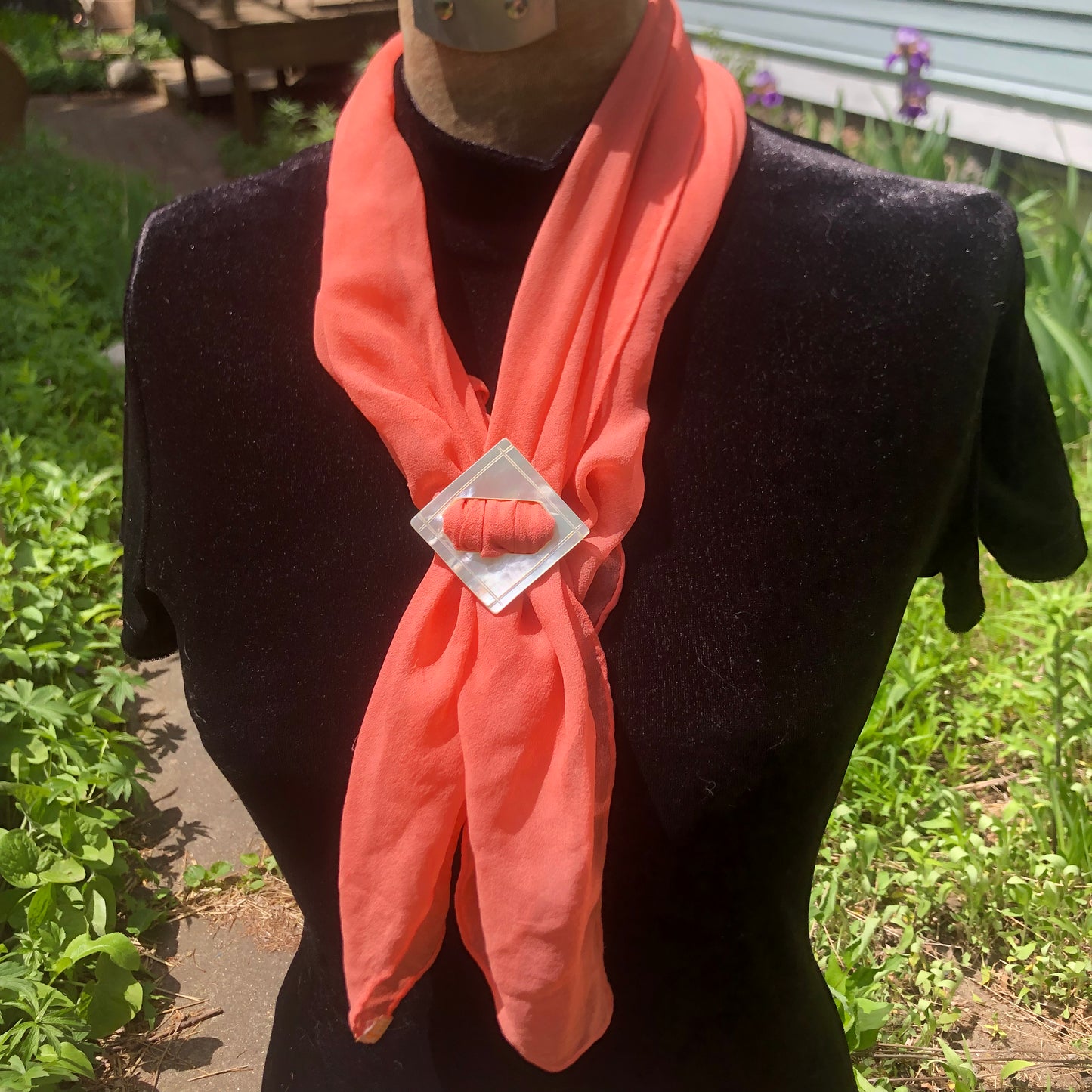 Square Mother Of Pearl Buckle MOP Scarf Holder