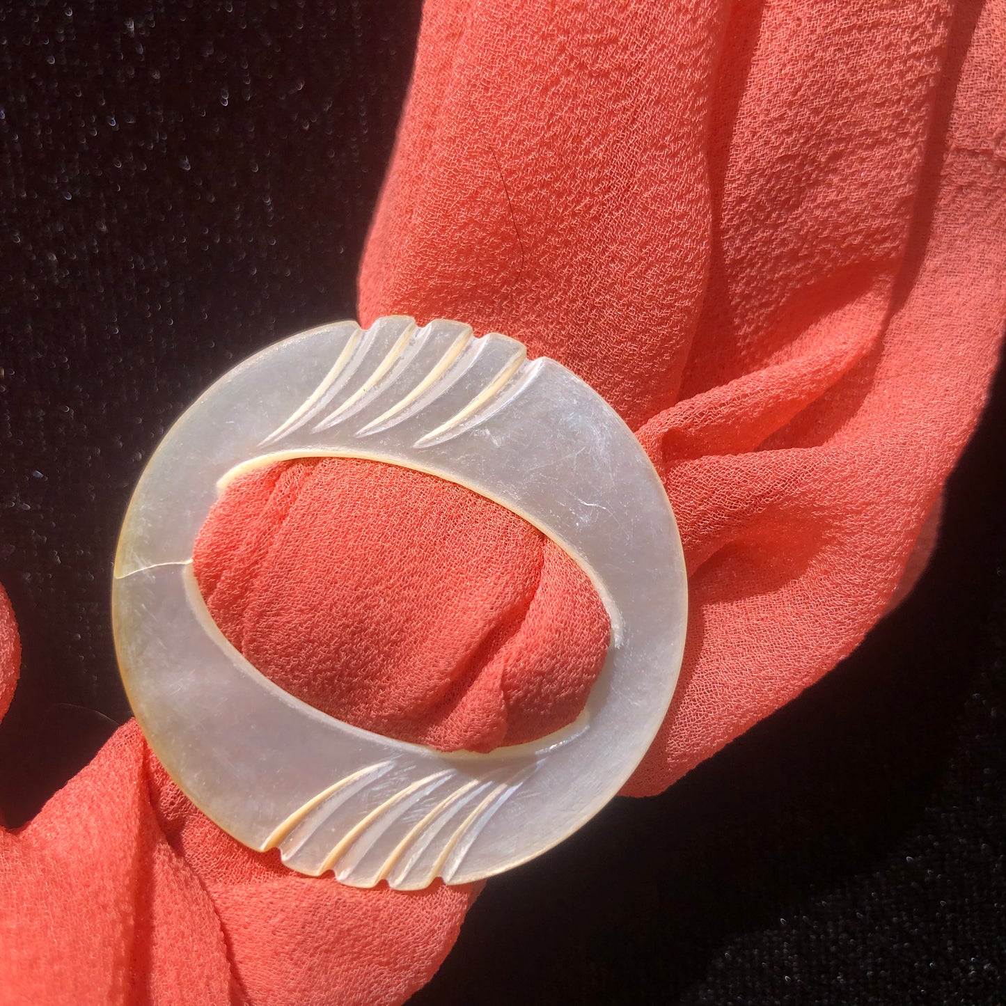 Circle Mother Of Pearl Buckle MOP Scarf Holder