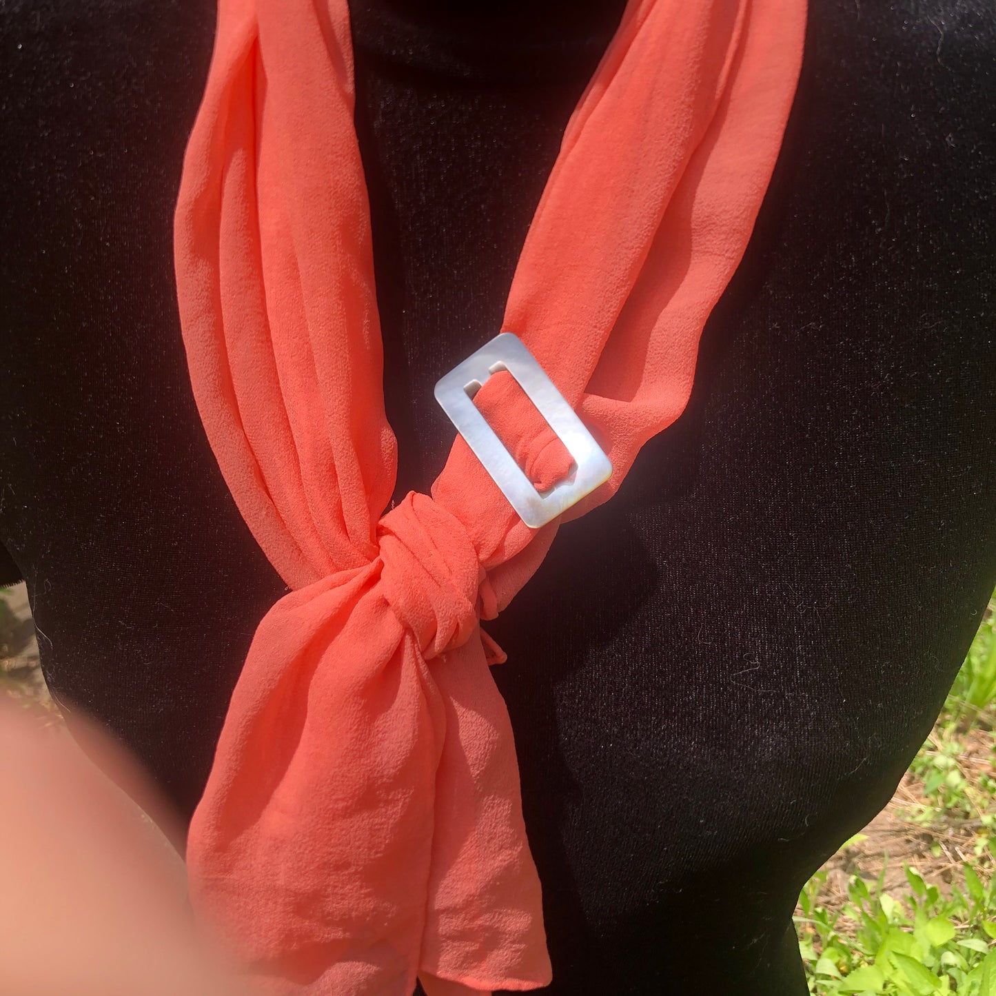 Rectangle Mother Of Pearl Buckle MOP Scarf Holder