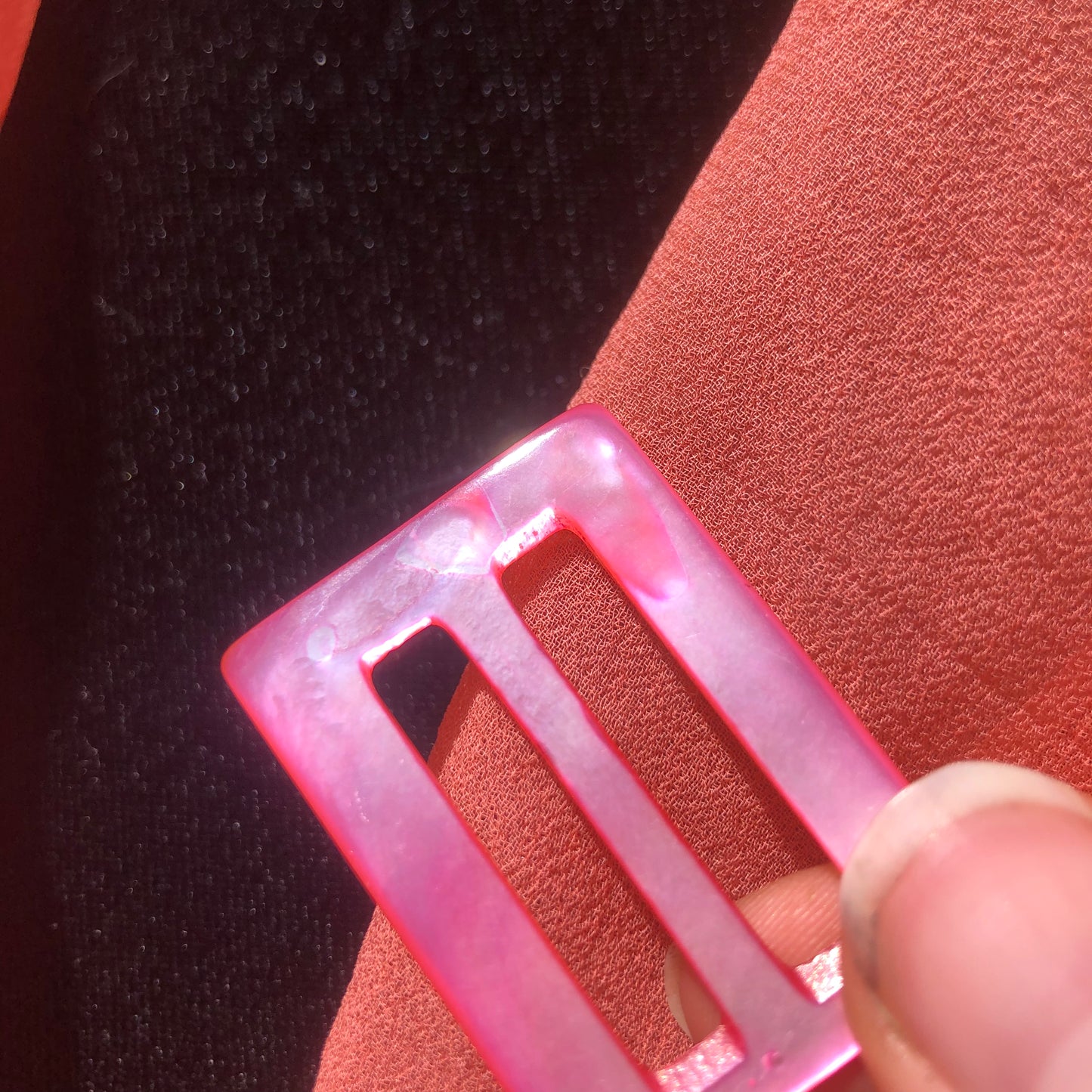 Pink Rectangle Mother Of Pearl Mop Scarf Holder