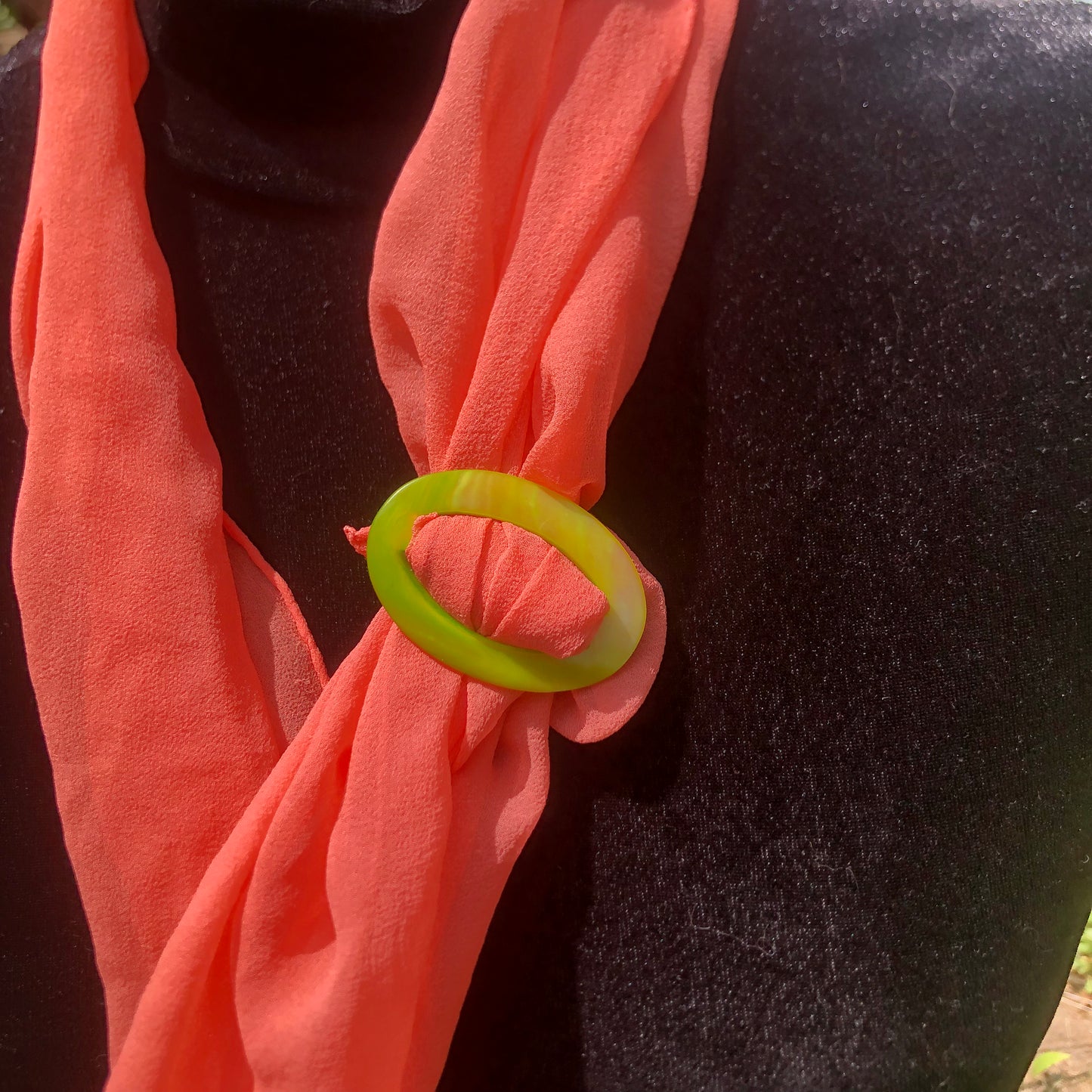 Green Oval Mother Of Pearl Buckle MOP Scarf Holder