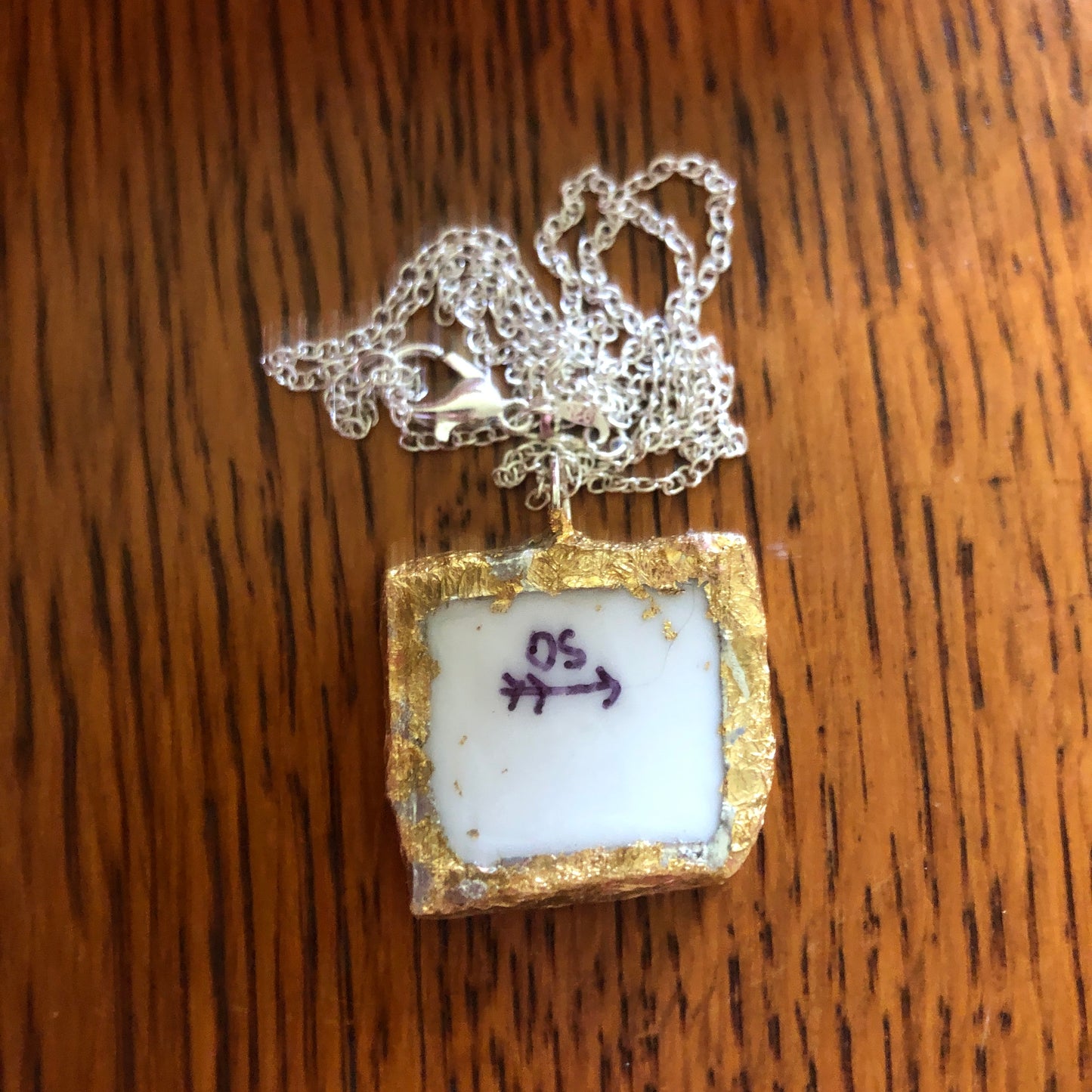 Broken Pottery Artisan Made Pendent Royal Doulton Strawberry Cream Dinner Plate Handcrafted Necklace 1in x 1in