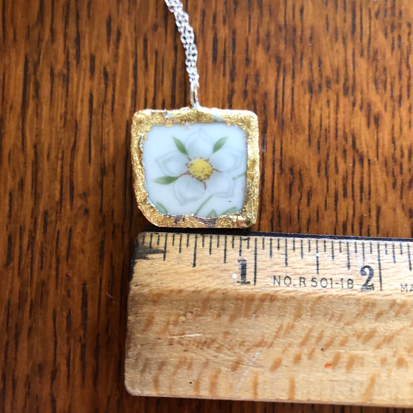 Broken Pottery Artisan Made Pendent Royal Doulton Strawberry Cream Dinner Plate Handcrafted Necklace 1in x 1in