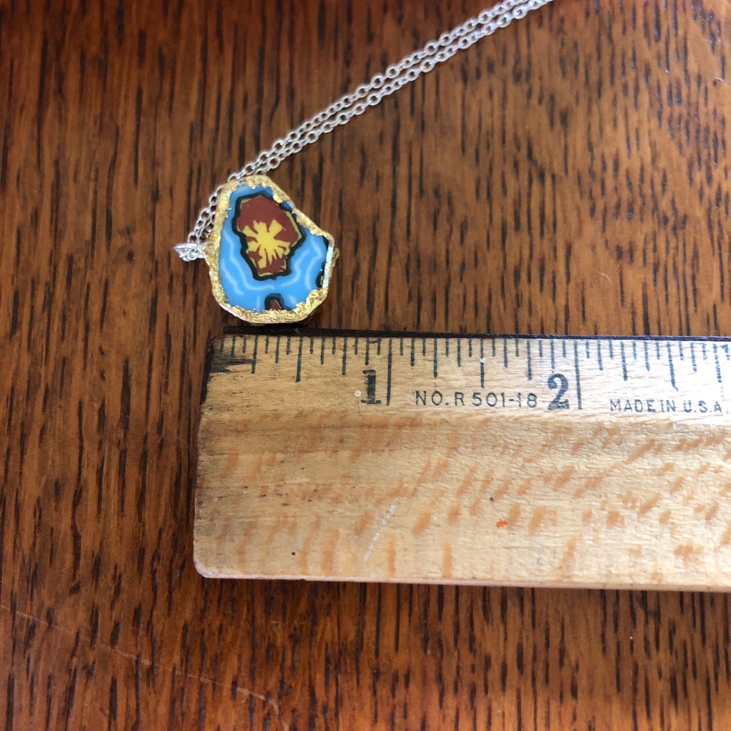 Broken Pottery Artisan Made Kauai Island Pendent Hawaii Collectors Plate Handcrafted Necklace 7/8in x 5/8in