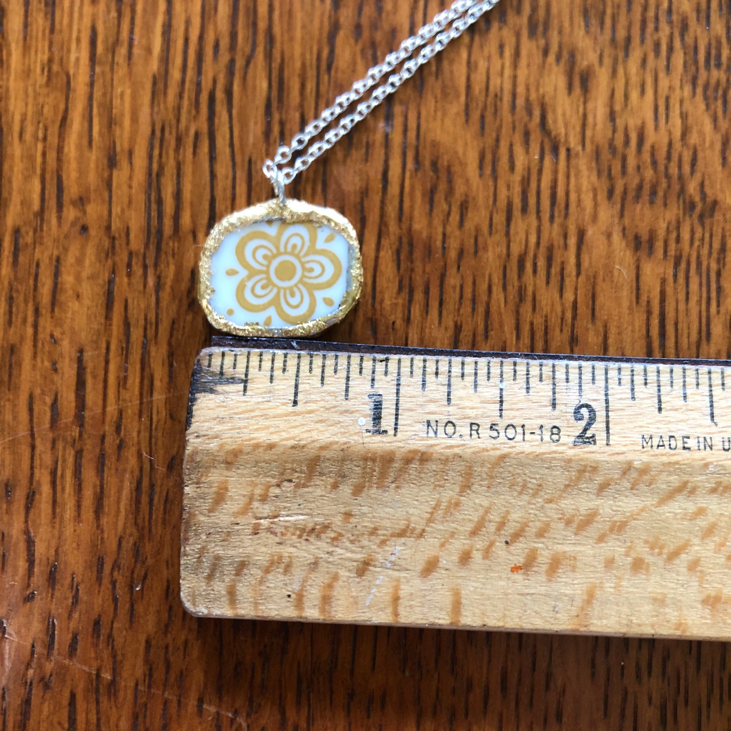 Broken Plate Artisan Made Pendent Corelle Butterfly Gold Plate Handcrafted Necklace 3/4in x 3/4in