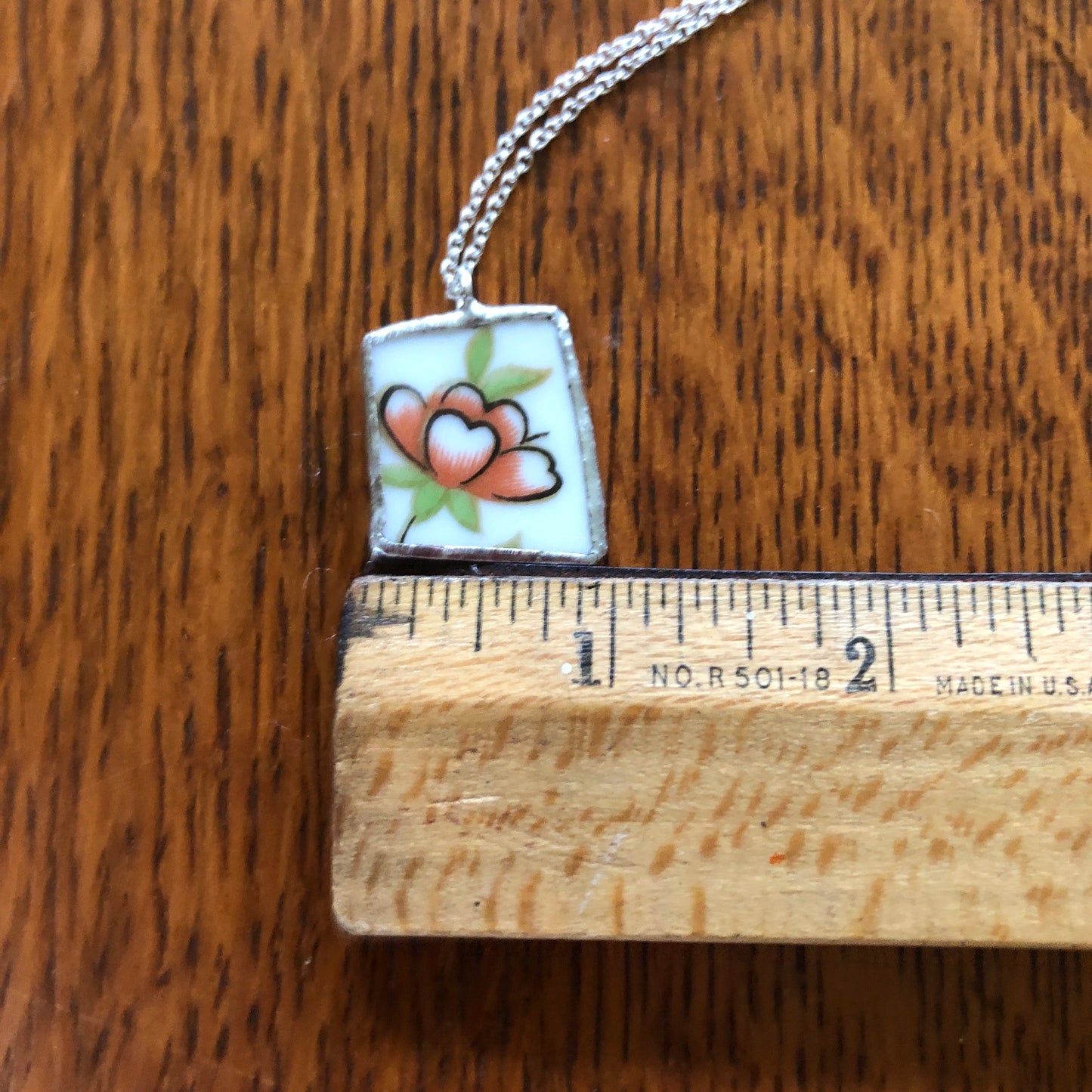 Broken Pottery Artisan Made Pendent Aladdin Fine China Fantasia Occupied Japan Plate Handcrafted Necklace 1in x 7/8in
