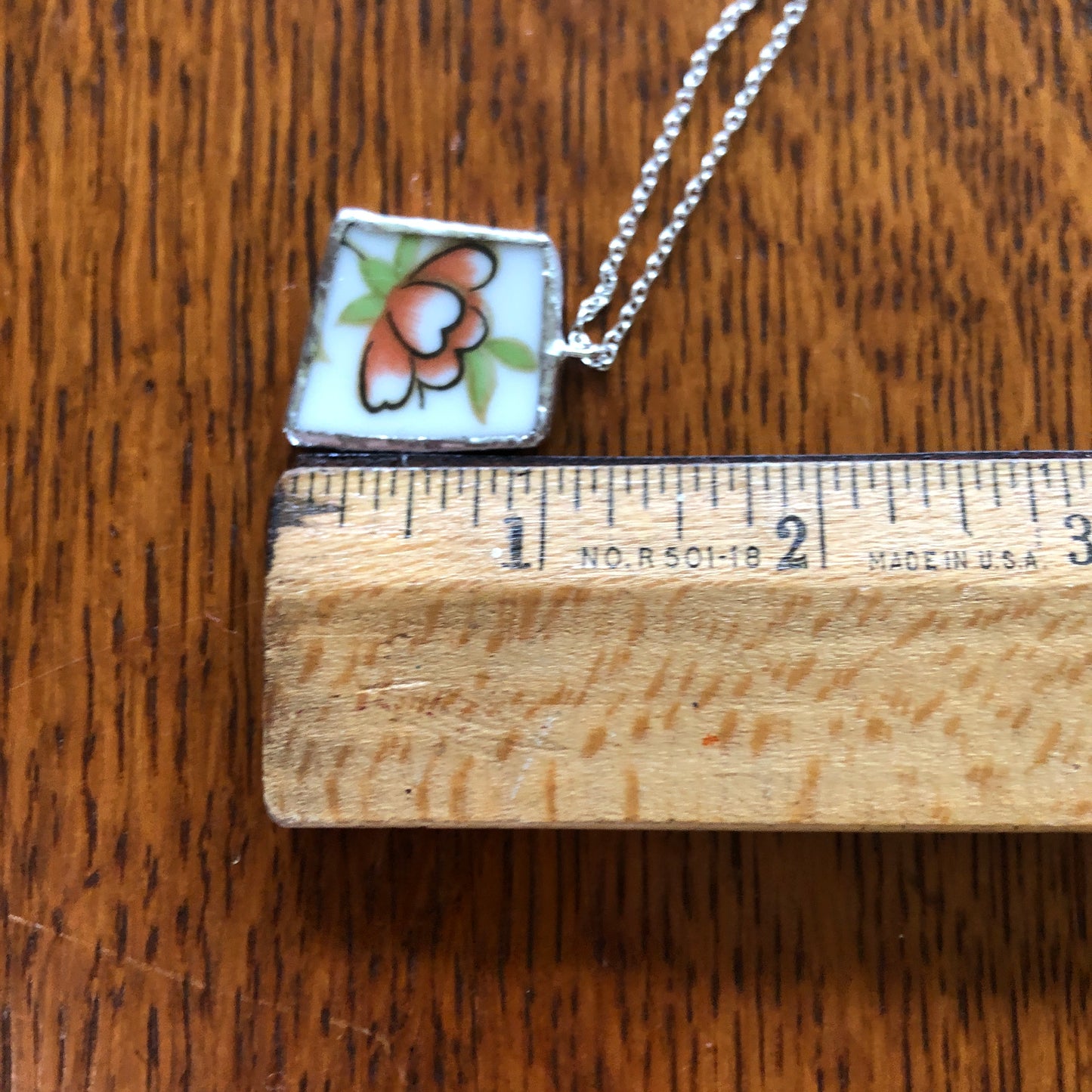 Broken Pottery Artisan Made Pendent Aladdin Fine China Fantasia Occupied Japan Plate Handcrafted Necklace 1in x 7/8in