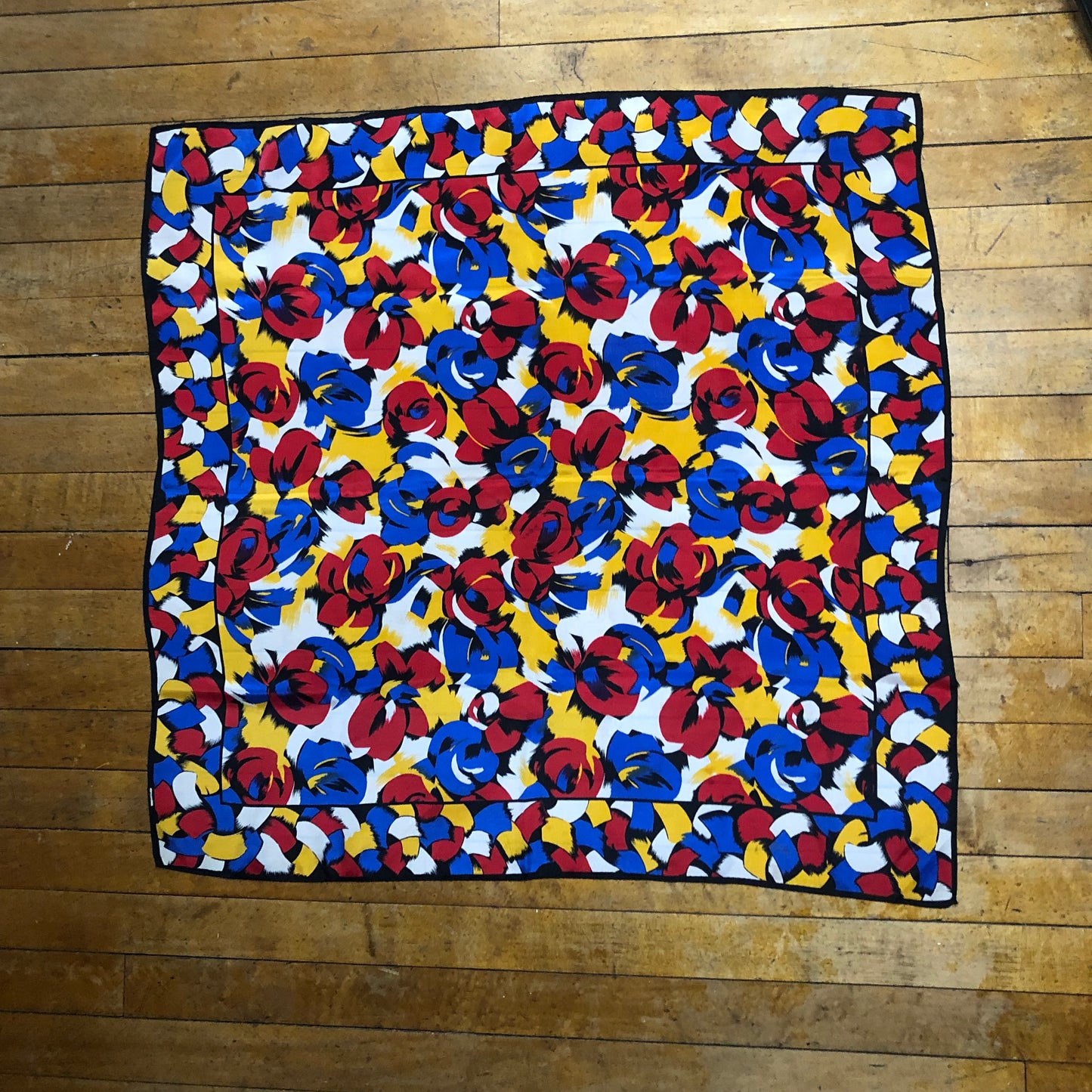 Bold Yellow Blue Red Abstract Unbranded Floral Scarf