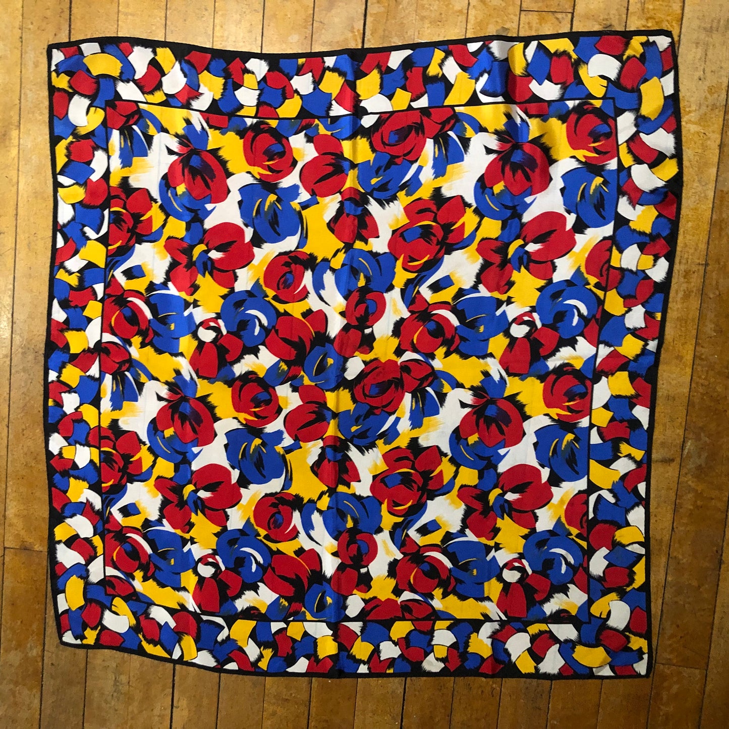 Bold Yellow Blue Red Abstract Unbranded Floral Scarf
