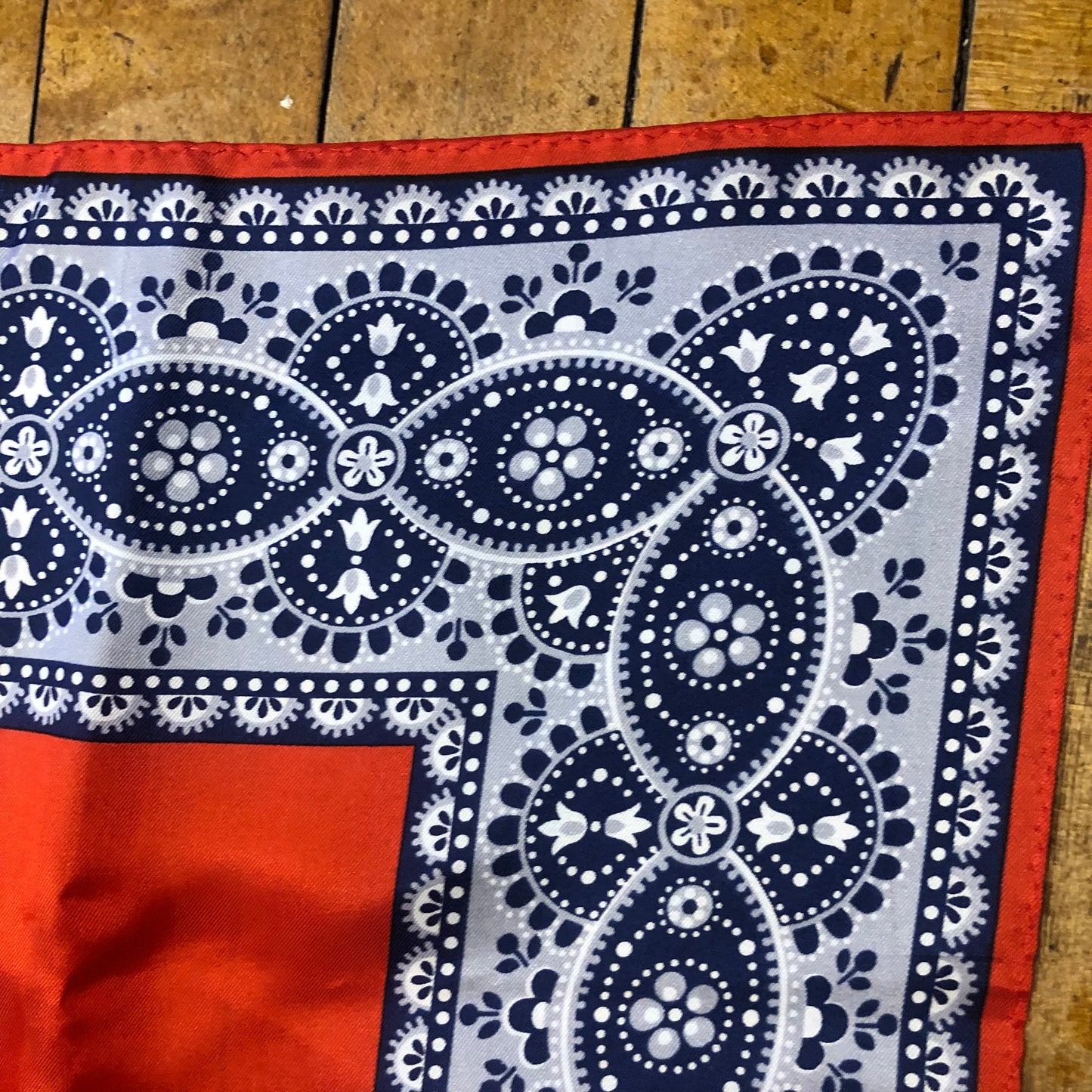 Red Square Scarf With Blue Border Unbranded