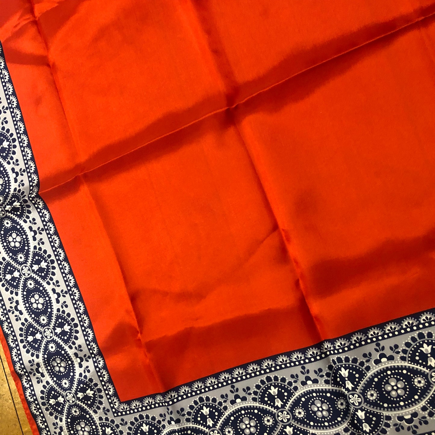 Red Square Scarf With Blue Border Unbranded