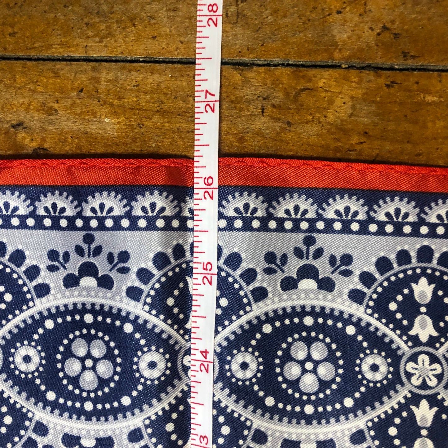 Red Square Scarf With Blue Border Unbranded