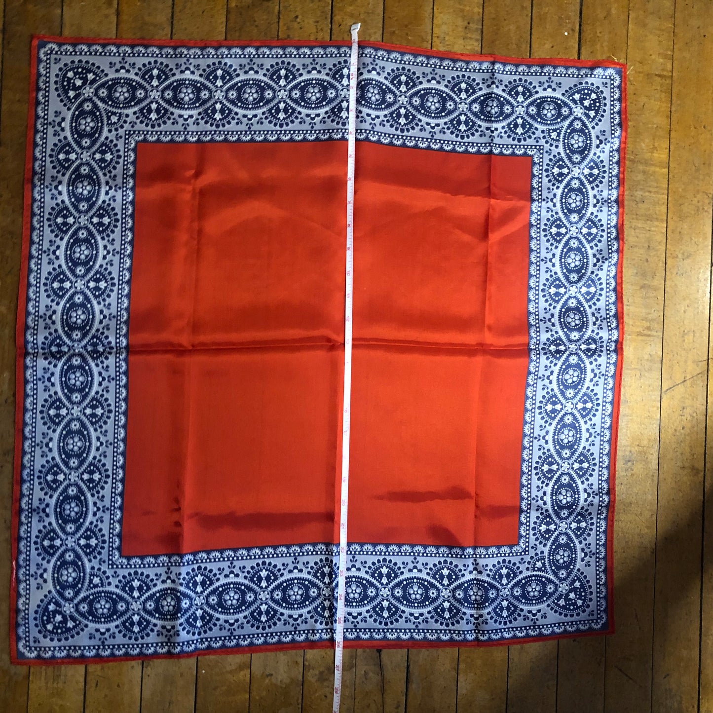 Red Square Scarf With Blue Border Unbranded