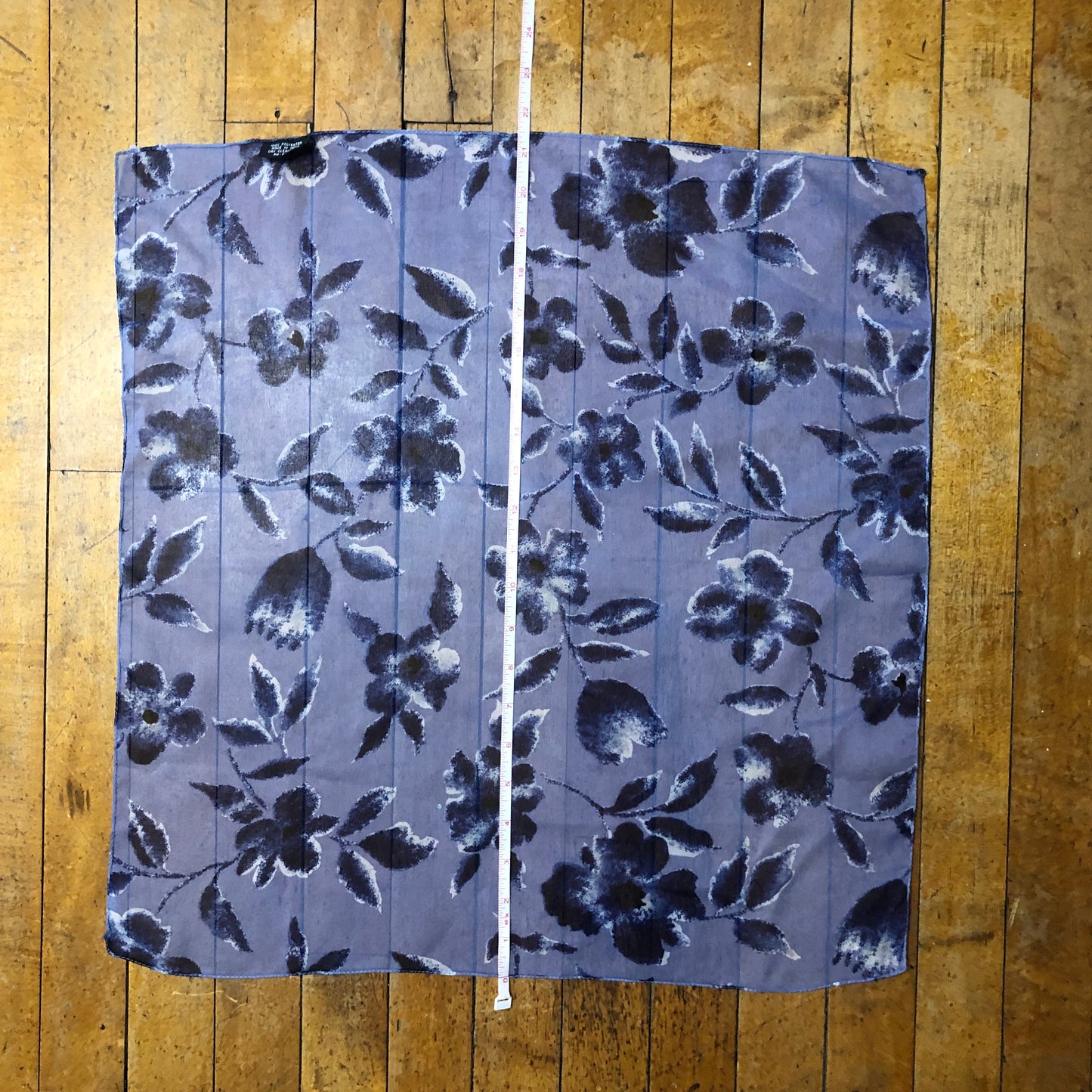 Blue Floral Square Scarf Made In India Unbranded Hand Rolled Hem, Vintage Scarves, Collector, Fun Accessories