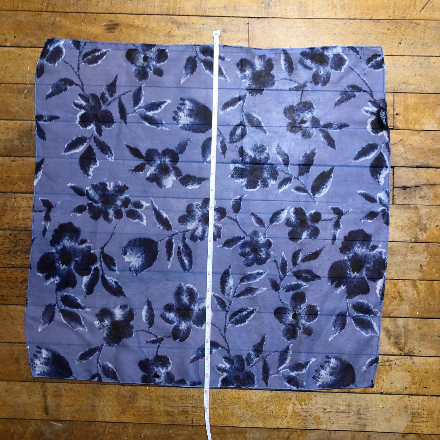 Blue Floral Square Scarf Made In India Unbranded Hand Rolled Hem, Vintage Scarves, Collector, Fun Accessories