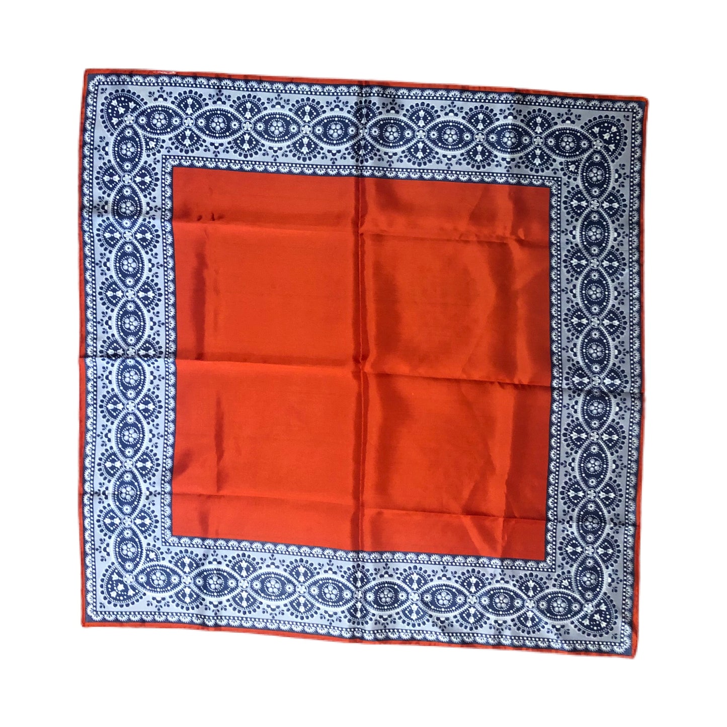 Red Square Scarf With Blue Border Unbranded