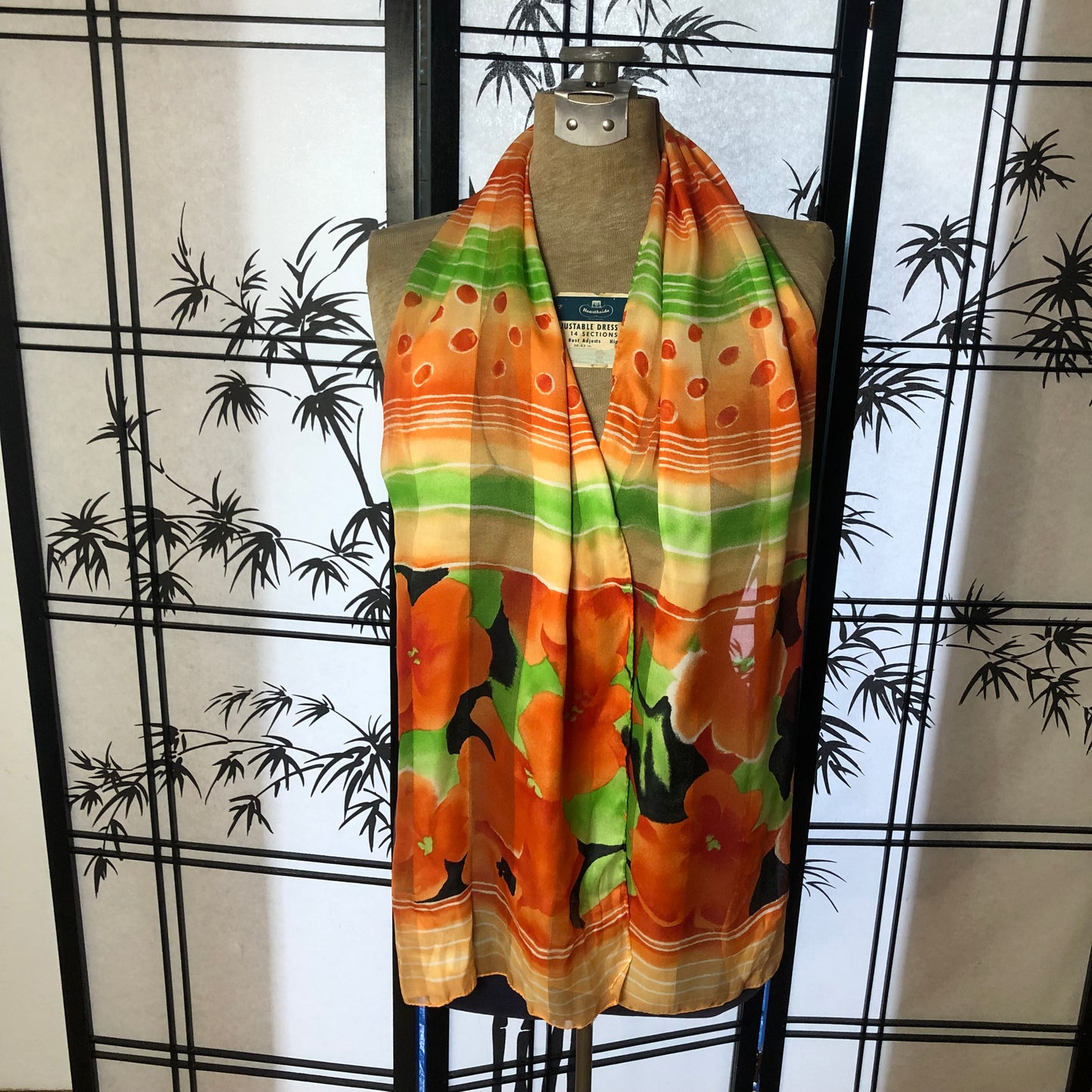 Orange Floral Long Unbranded Scarf