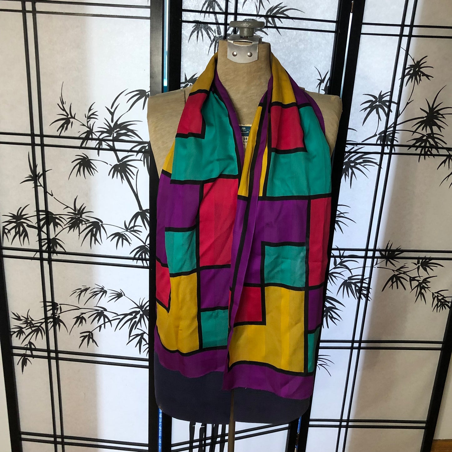 Colorful Abstract Geometric Scarf Unbranded Made In Italy 100% Polyester