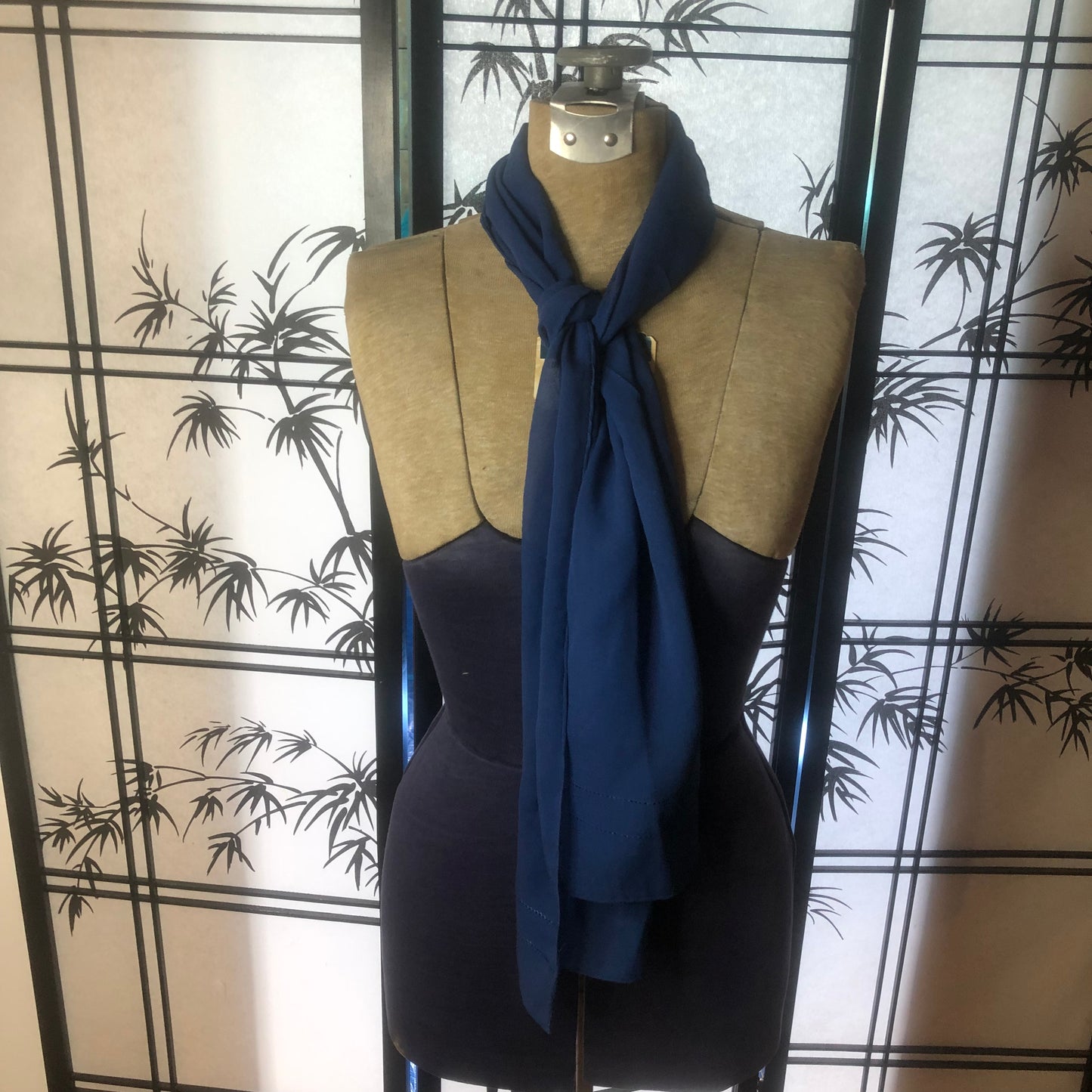 Long Blue Scarf Unbranded, Hand Rolled Hem Quality Fashion Accessory