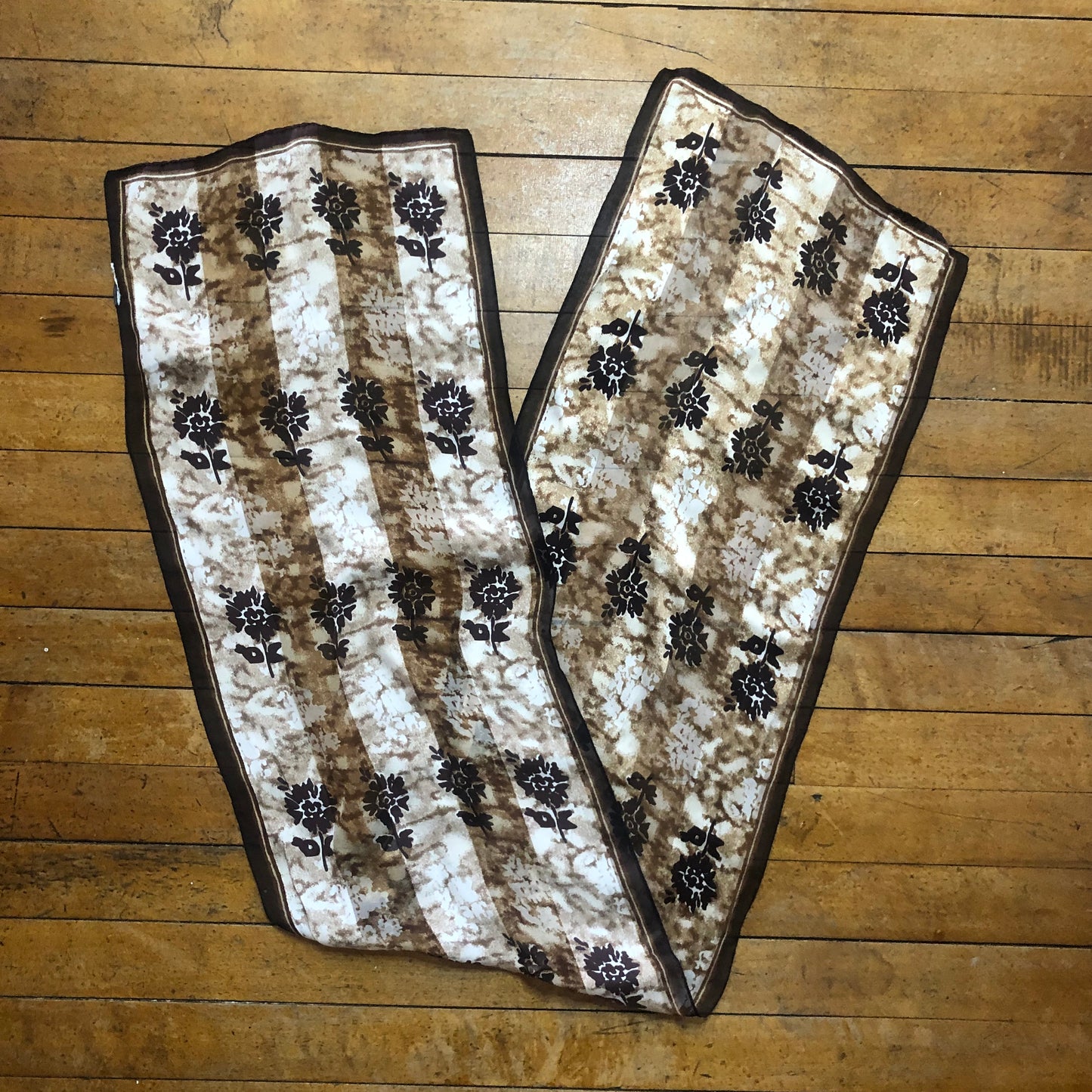 Brown Floral Unbranded Long Scarf