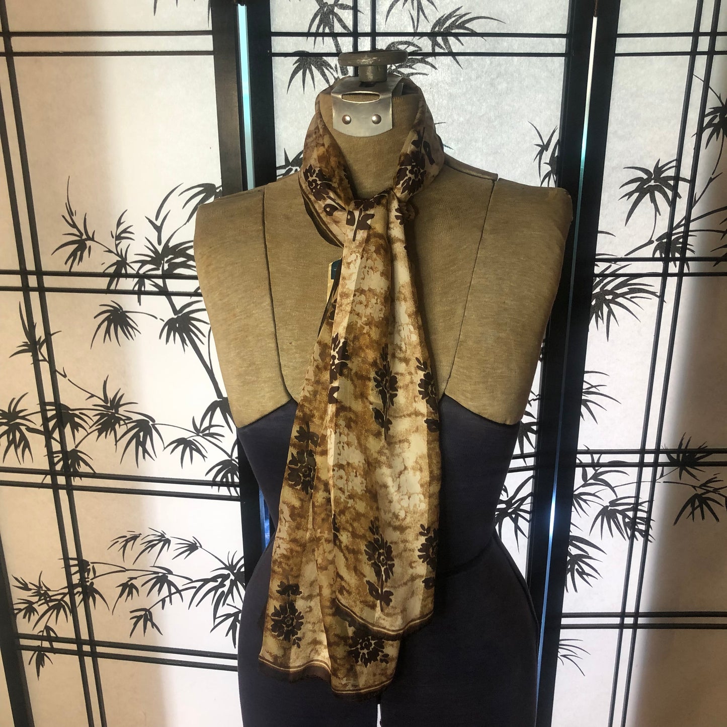 Brown Floral Unbranded Long Scarf